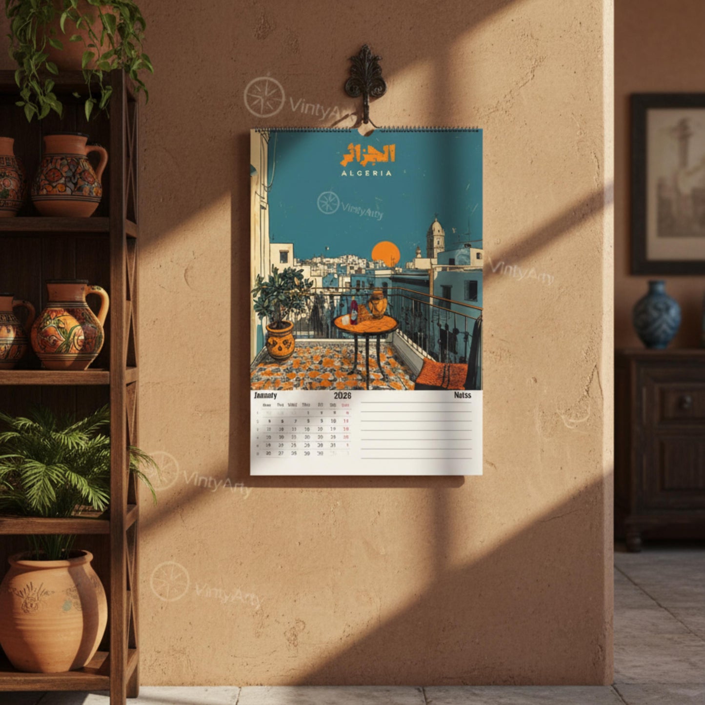 Calendrier Maghreb 2026 – 12 Illustrations Artistiques de la Tunisie, de l’Algérie et du Maroc