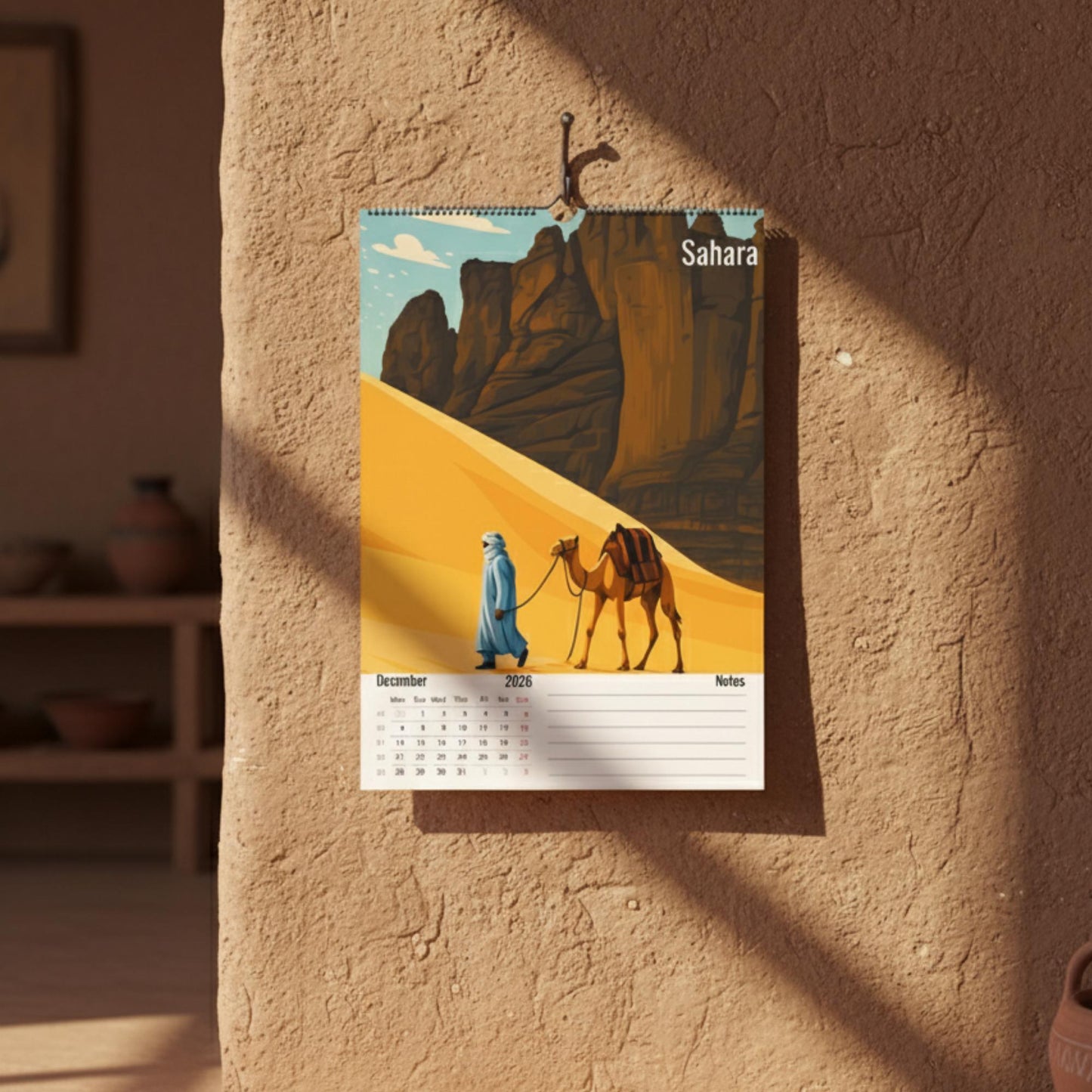 Calendrier Maghreb 2026 – 12 Illustrations Artistiques de la Tunisie, de l’Algérie et du Maroc