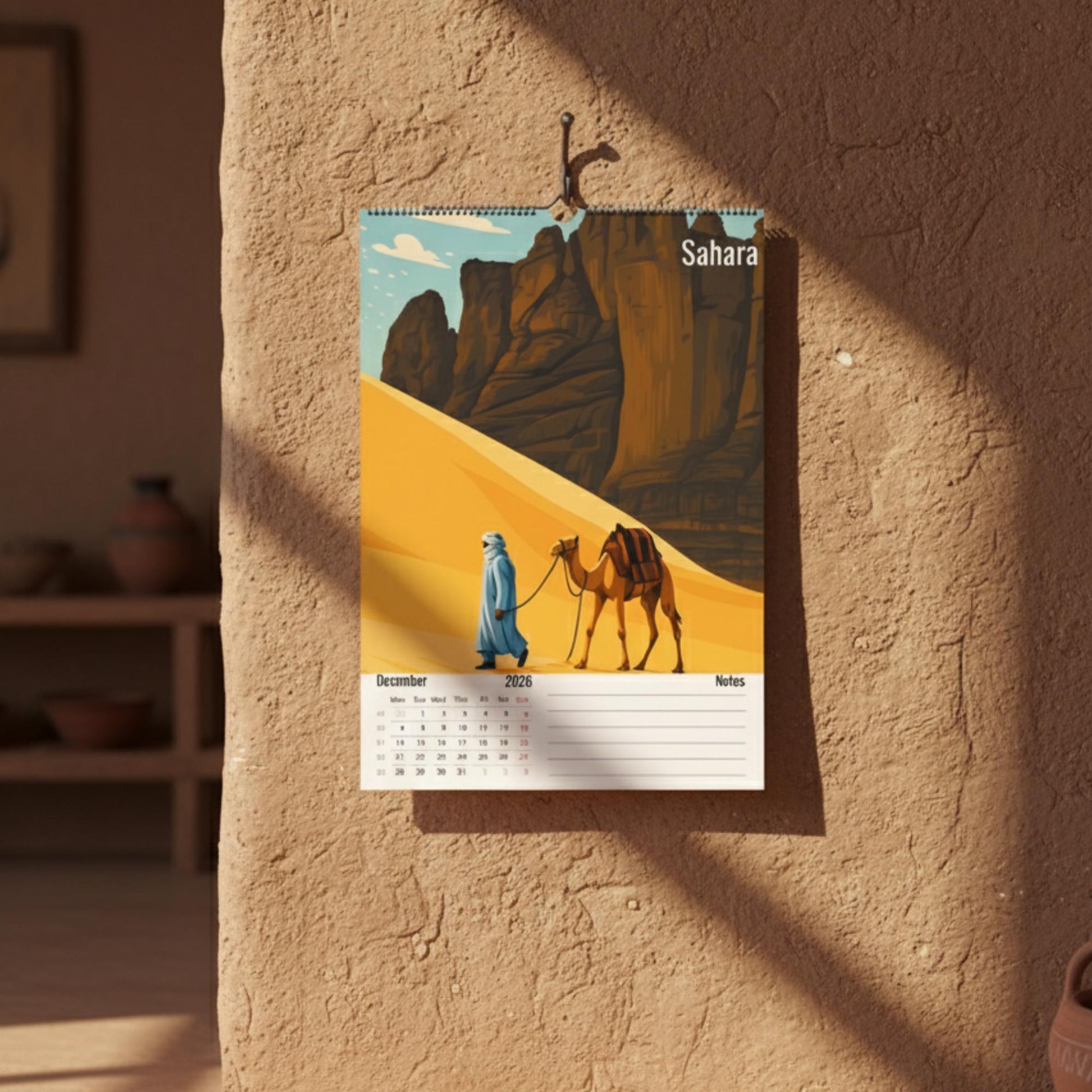 Calendrier Maghreb 2026 – 12 Illustrations Artistiques de la Tunisie, de l’Algérie et du Maroc