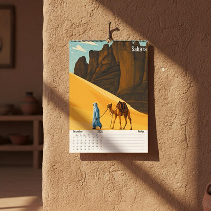 Calendrier Maghreb 2026 – 12 Illustrations Artistiques de la Tunisie, de l’Algérie et du Maroc