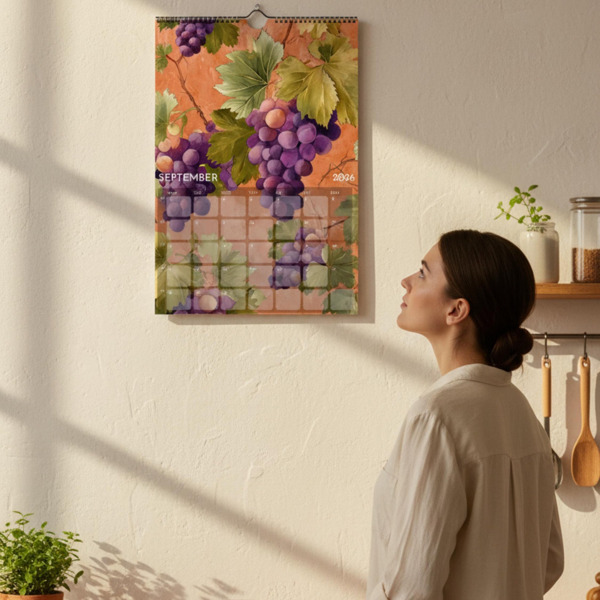 Calendrier 2026 Fruits | Calendrier Marché aux fruits | Cadeau cuisine et déco murale