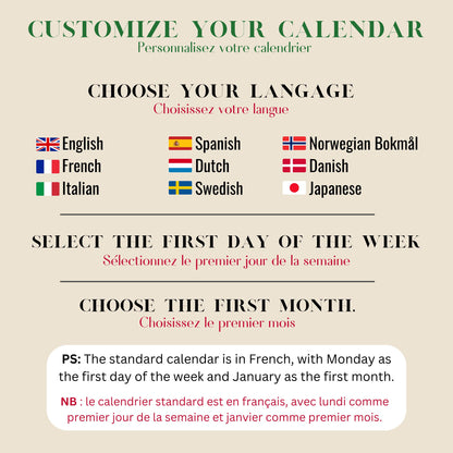 Calendrier 2026 Fruits | Calendrier Marché aux fruits | Cadeau cuisine et déco murale