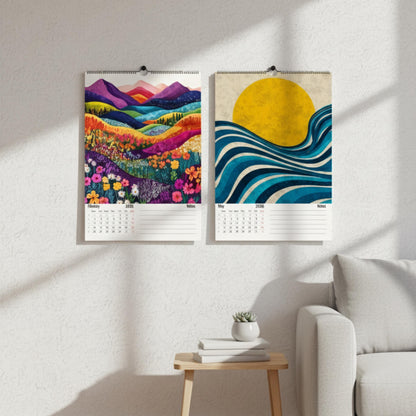 Calendrier 2026 – 12 Illustrations Abstraites et Modernes | Art Graphique Contemporain