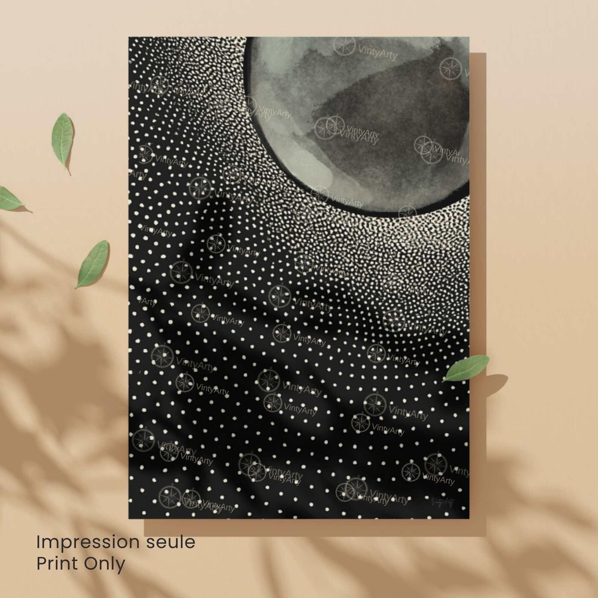 Affiche Lune Noire – Art Minimaliste et Contemporain | Poster Abstrait Noir et Blanc