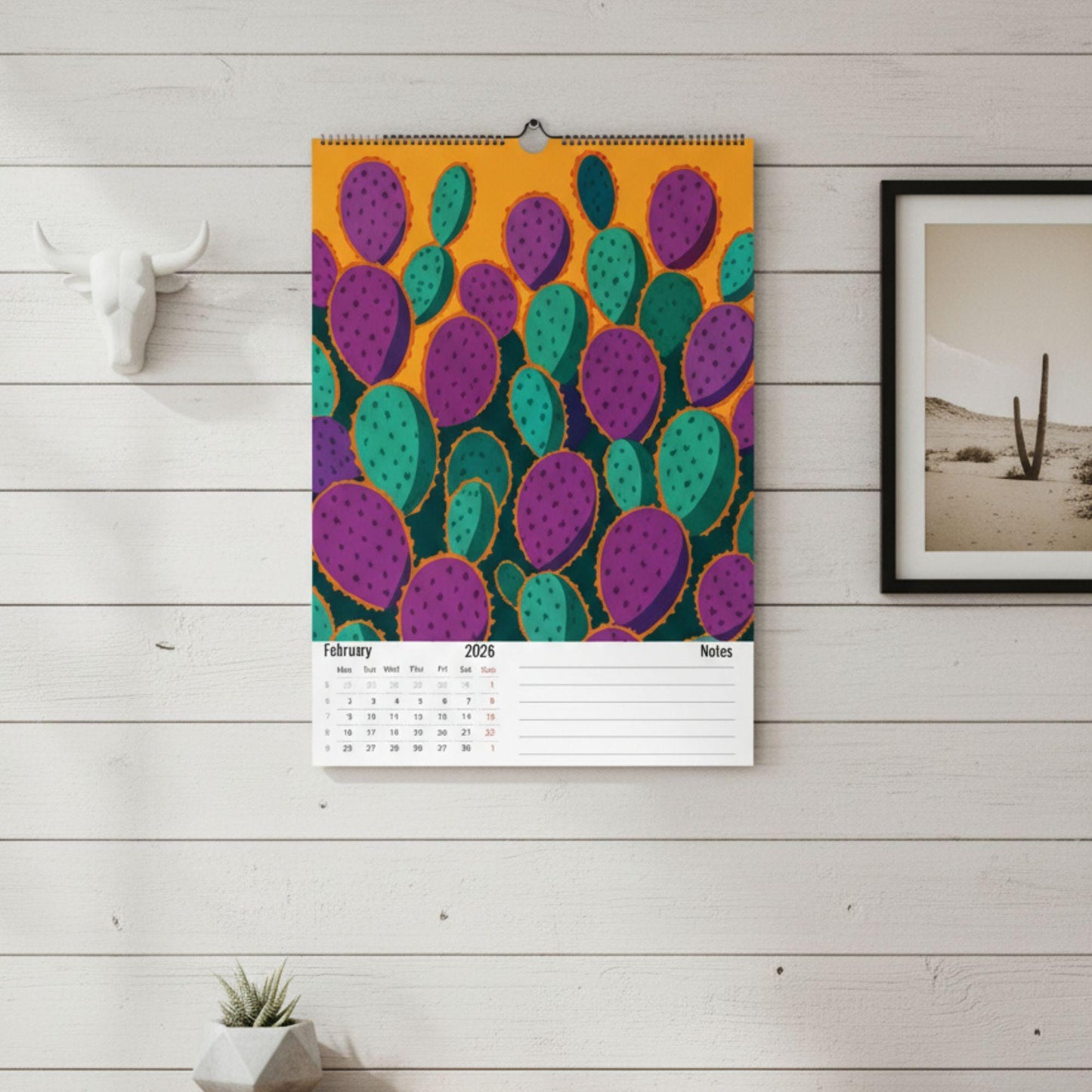 Calendrier 2026 Cactus – Art du Désert | Illustrations Modernes et Colorées