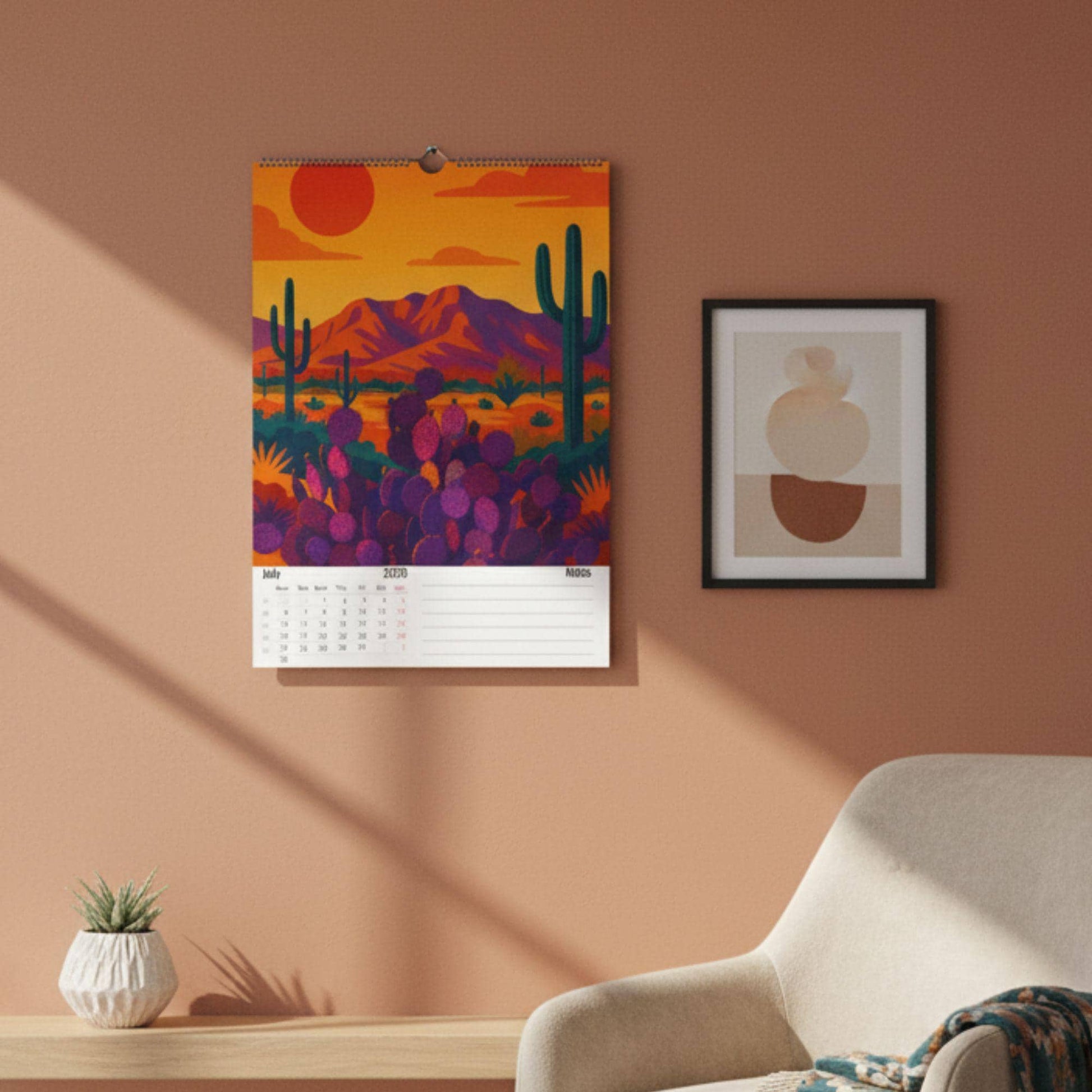 Calendrier 2026 Cactus – Art du Désert | Illustrations Modernes et Colorées