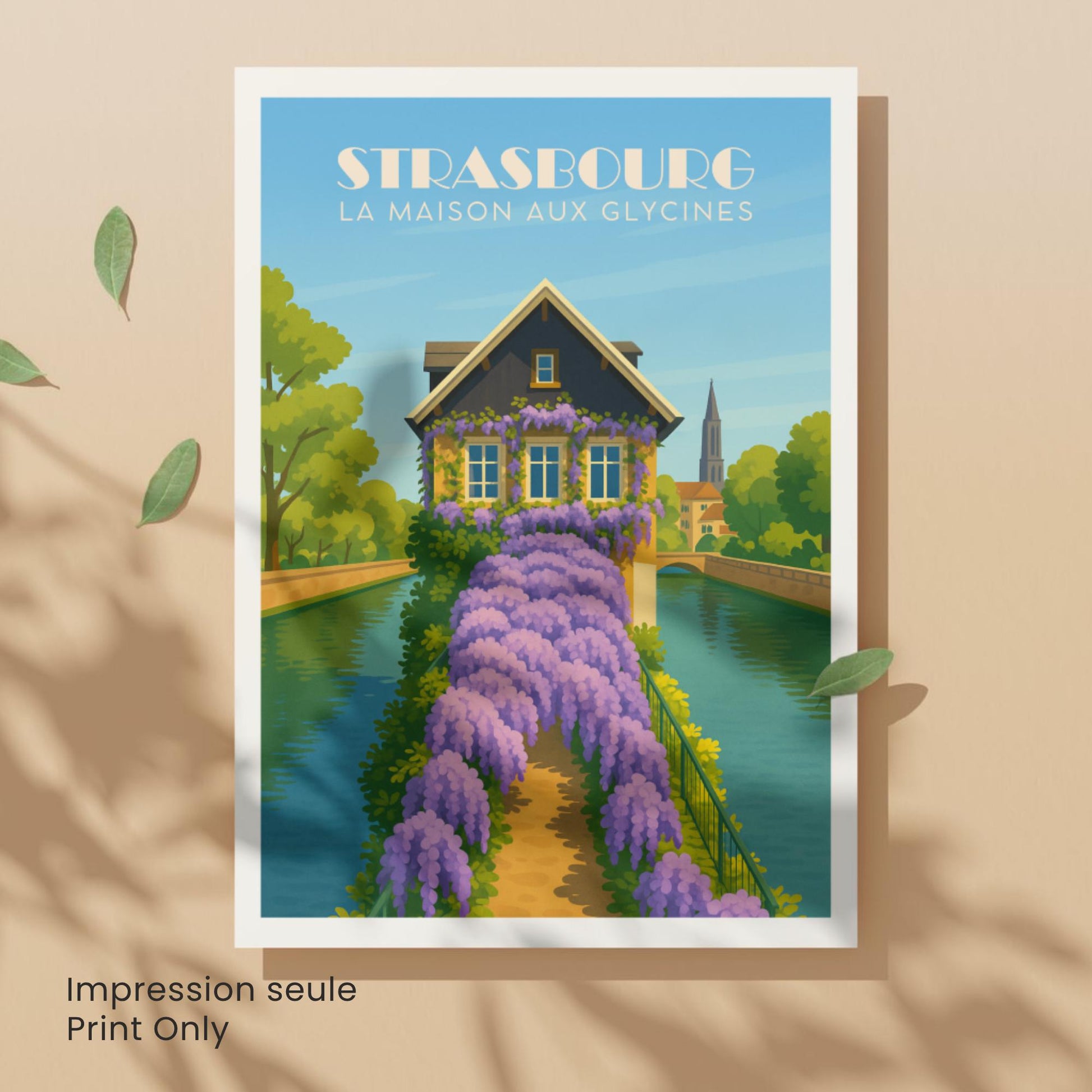 Affiche Strasbourg – La Maison aux Glycines, poésie florale et charme alsacien