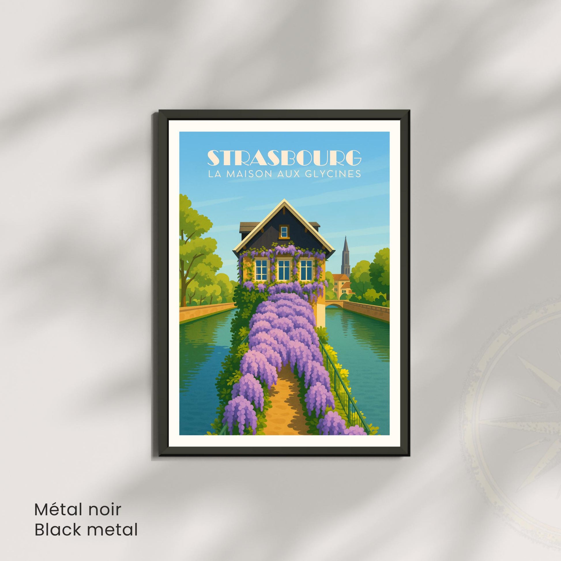 Affiche Strasbourg – La Maison aux Glycines, poésie florale et charme alsacien