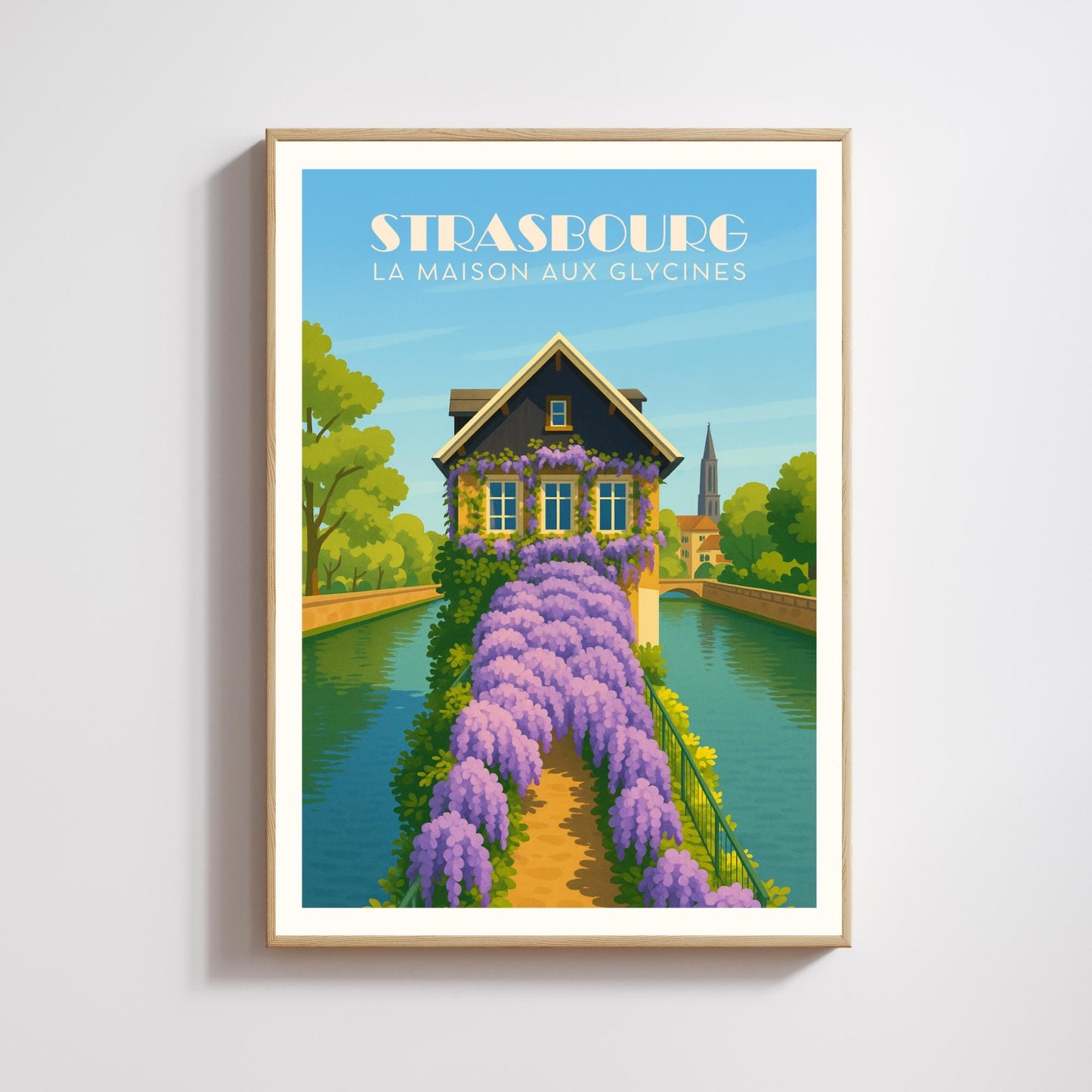 Affiche Strasbourg – La Maison aux Glycines, poésie florale et charme alsacien