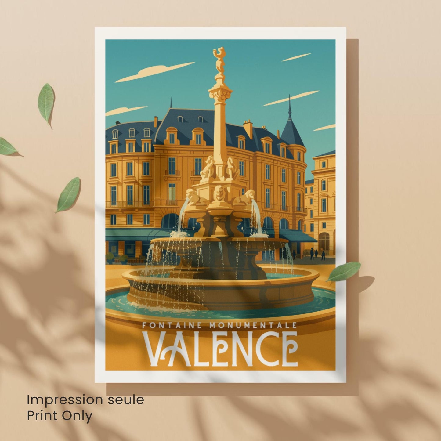 Affiche Valence – Fontaine Monumentale, élégance et patrimoine du Sud