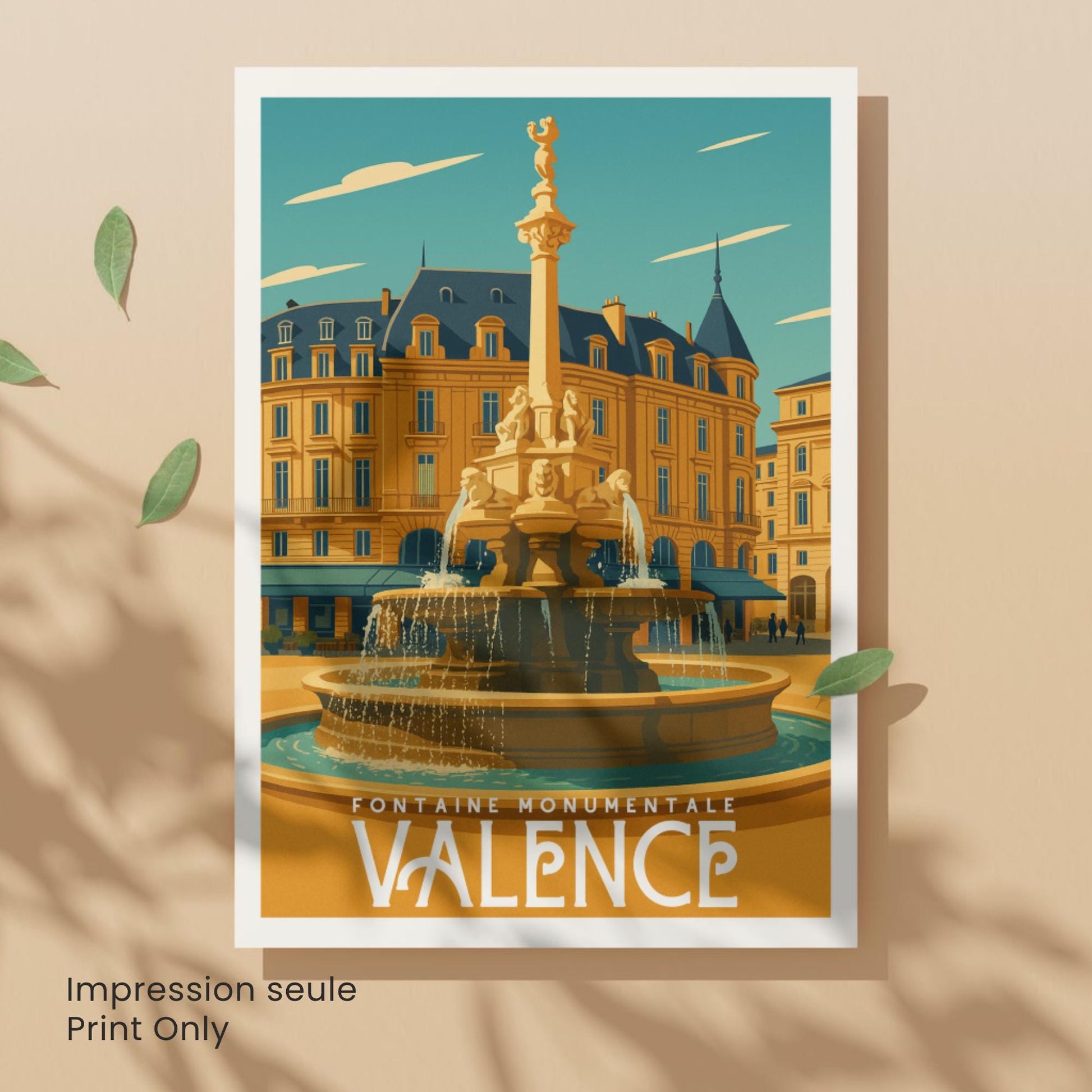 Affiche Valence – Fontaine Monumentale, élégance et patrimoine du Sud