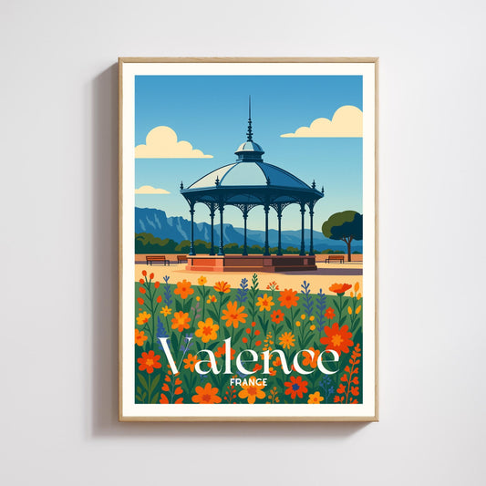 Affiche Valence – Kiosque Peynet, entre fleurs et douceur du Sud