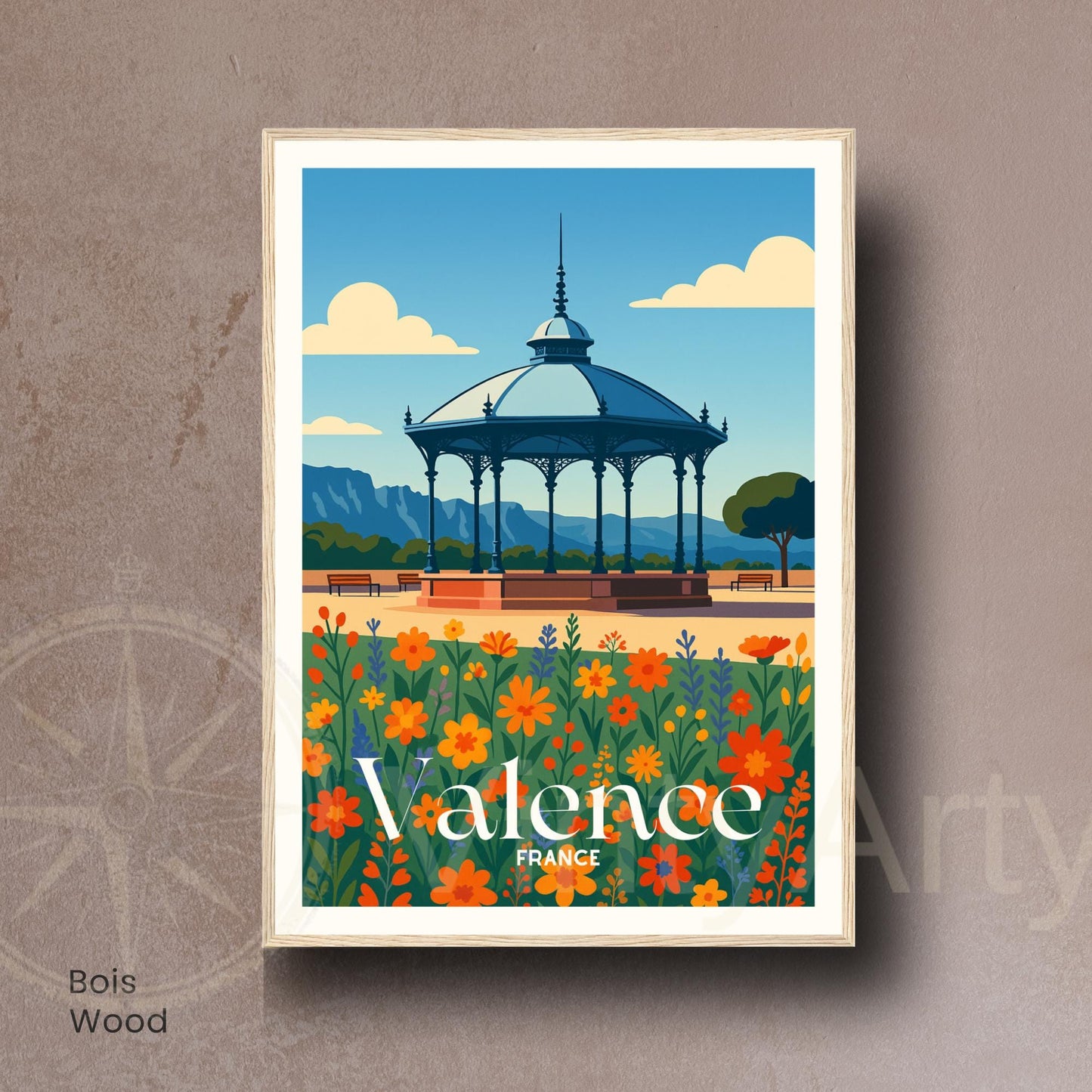 Affiche Valence – Kiosque Peynet, entre fleurs et douceur du Sud