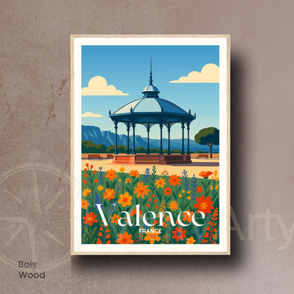 Affiche Valence – Kiosque Peynet, entre fleurs et douceur du Sud
