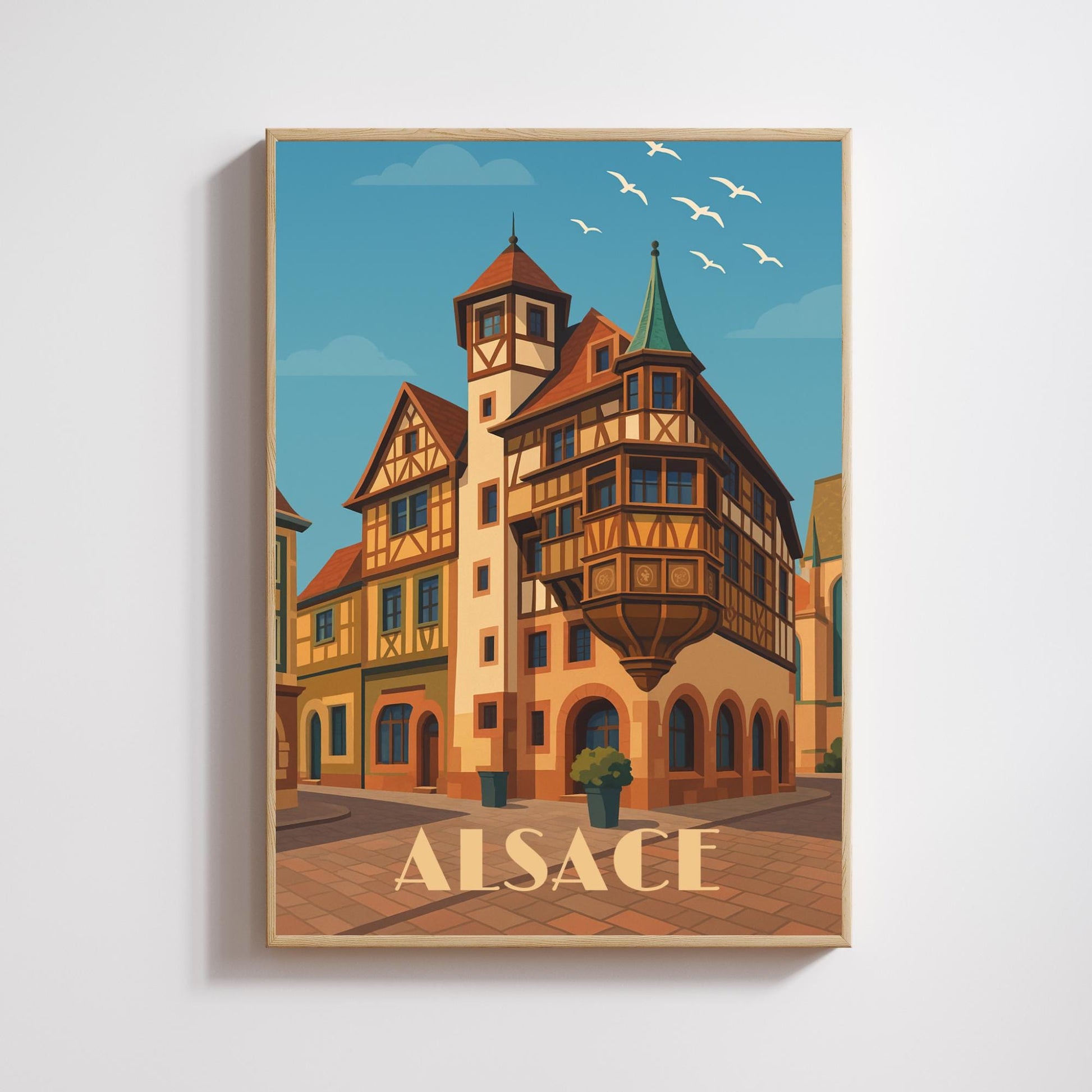 Affiche Alsace – Maison à colombages, charme intemporel du patrimoine français