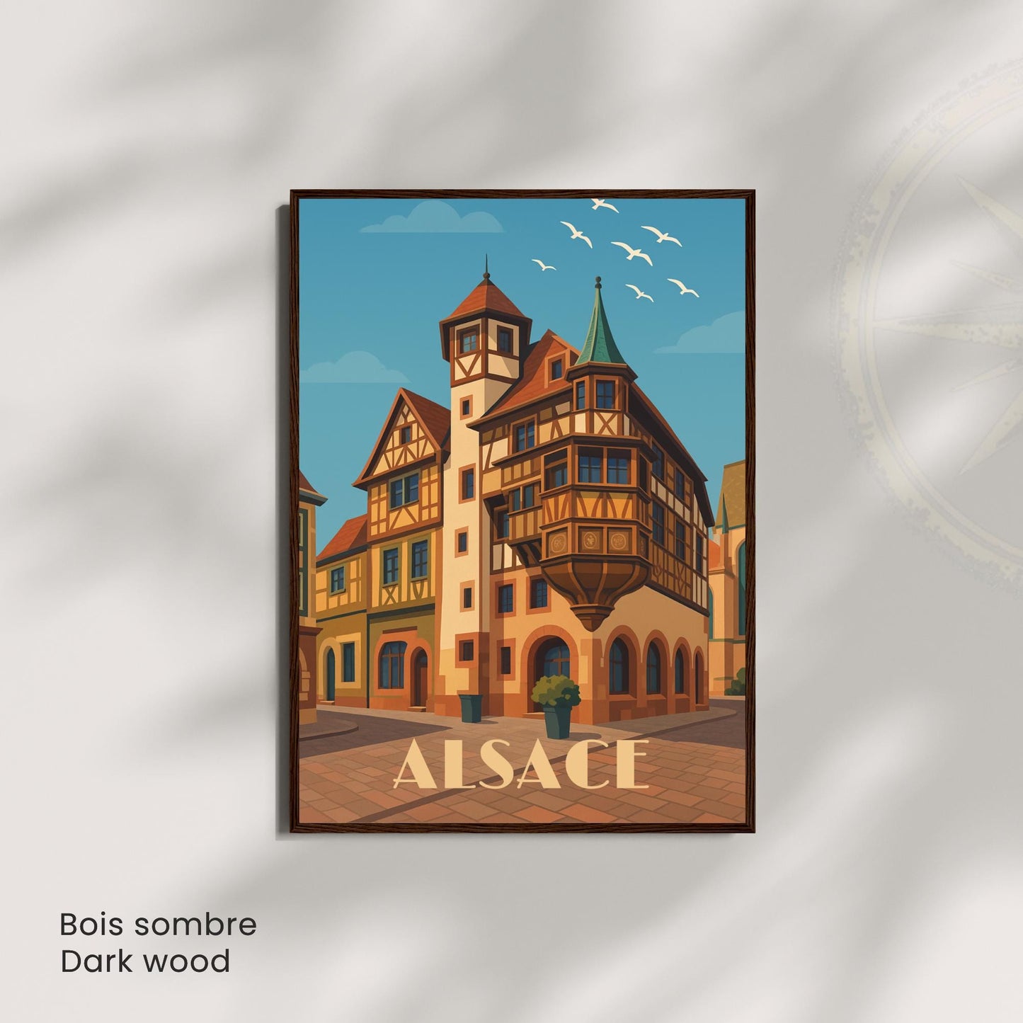 Affiche Alsace – Maison à colombages, charme intemporel du patrimoine français