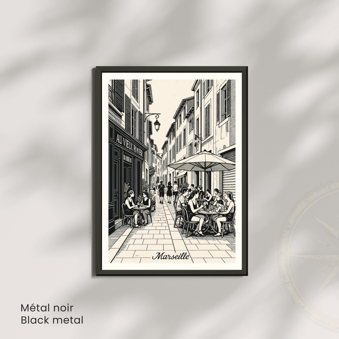 Affiche Marseille – Le Panier, charme et vie de quartier - Affiche vintage Marseille