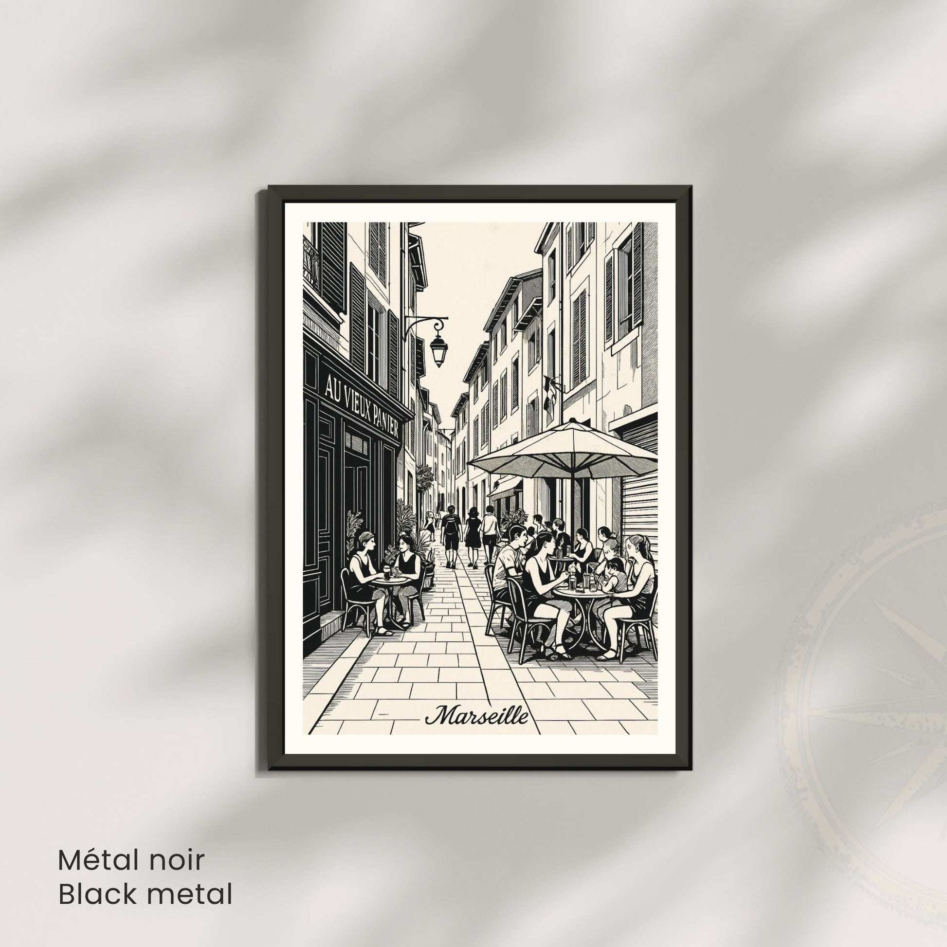 Affiche Marseille – Le Panier, charme et vie de quartier - Affiche vintage Marseille