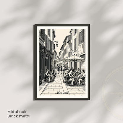 Affiche Marseille – Le Panier, charme et vie de quartier - Affiche vintage Marseille