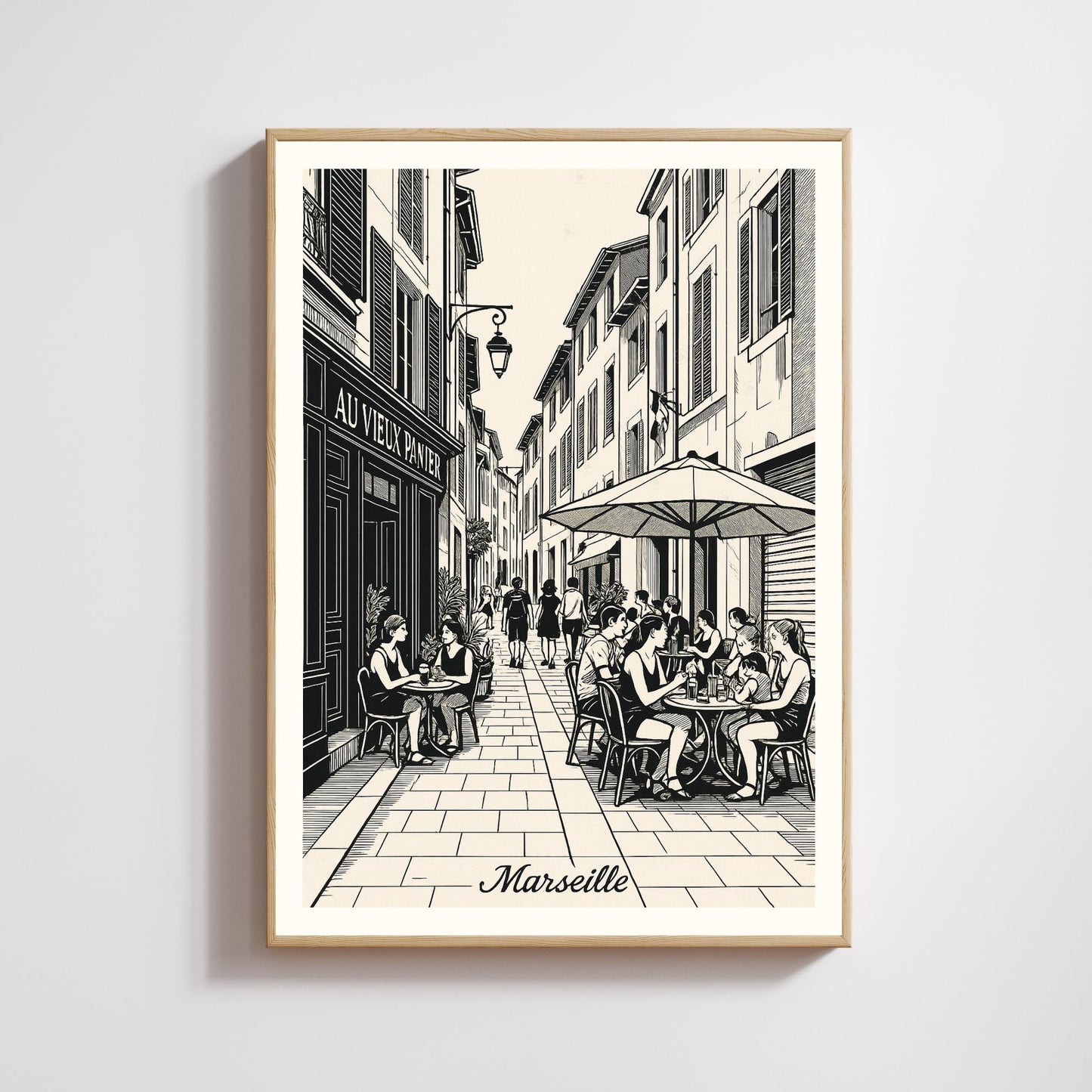 Affiche Marseille – Le Panier, charme et vie de quartier - Affiche vintage Marseille