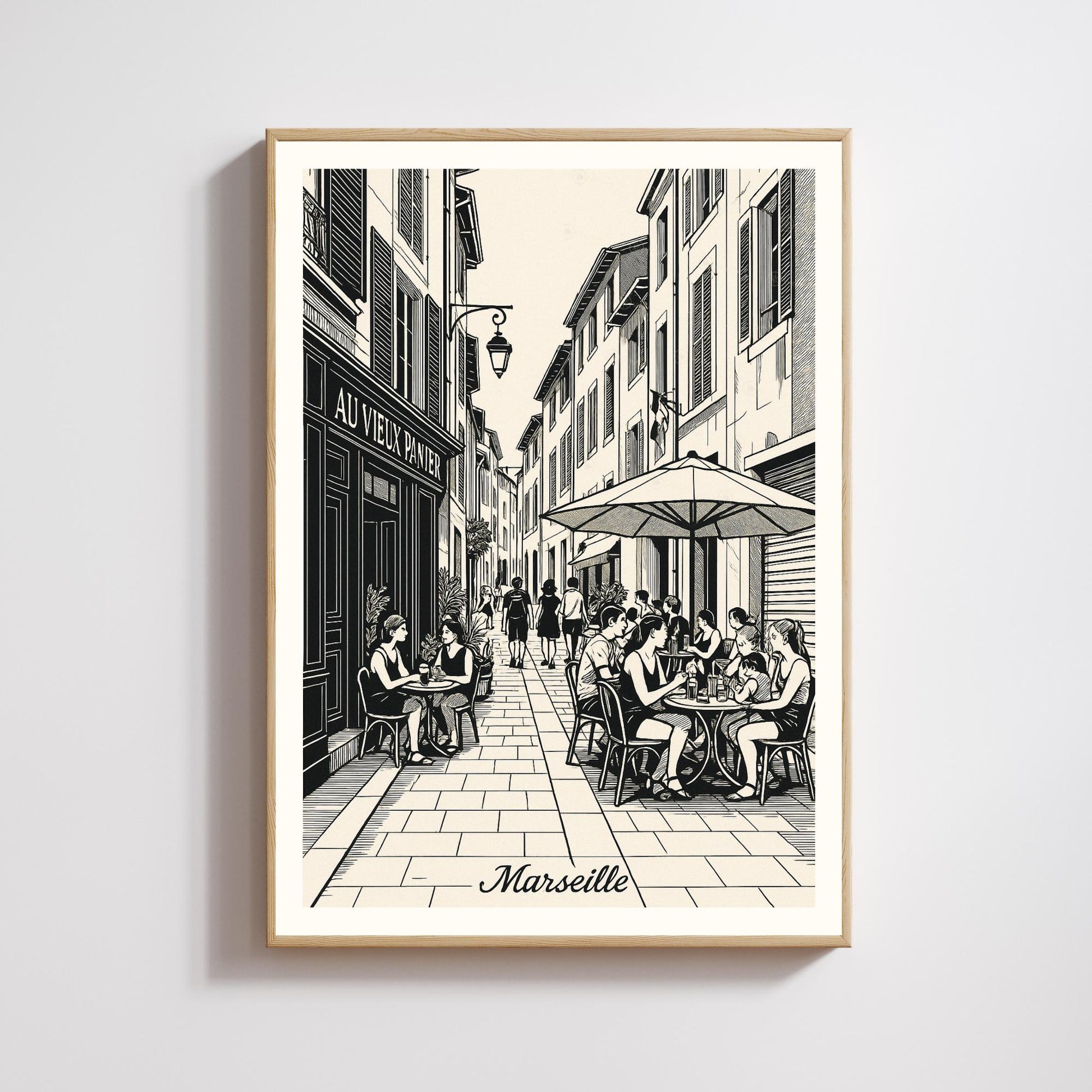 Affiche Marseille – Le Panier, charme et vie de quartier - Affiche vintage Marseille