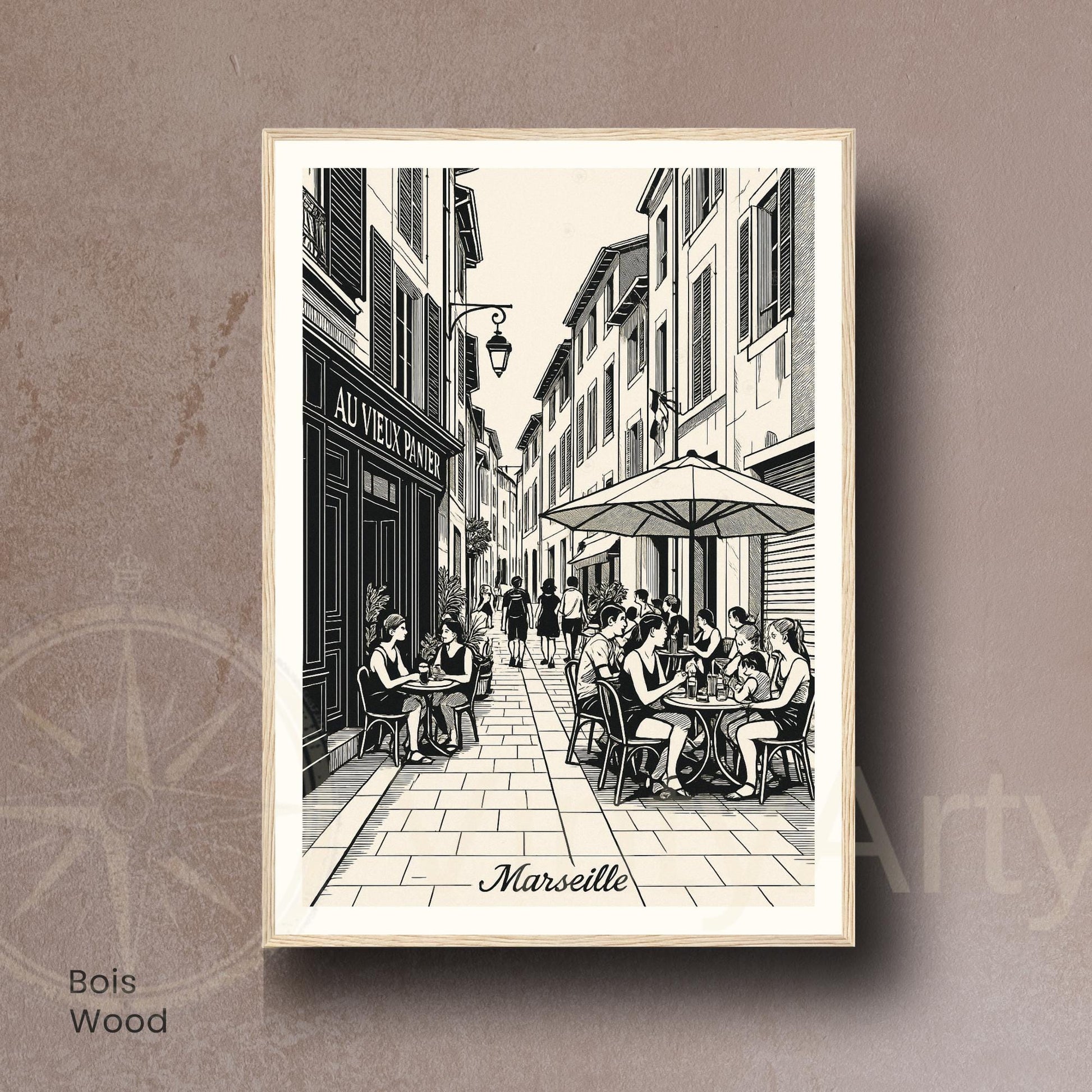 Affiche Marseille – Le Panier, charme et vie de quartier - Affiche vintage Marseille