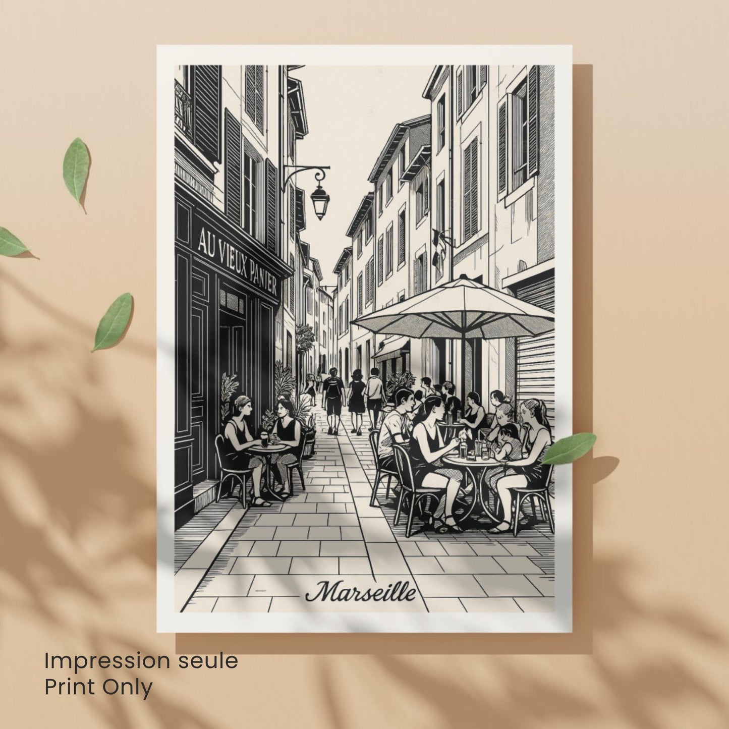 Affiche Marseille – Le Panier, charme et vie de quartier - Affiche vintage Marseille