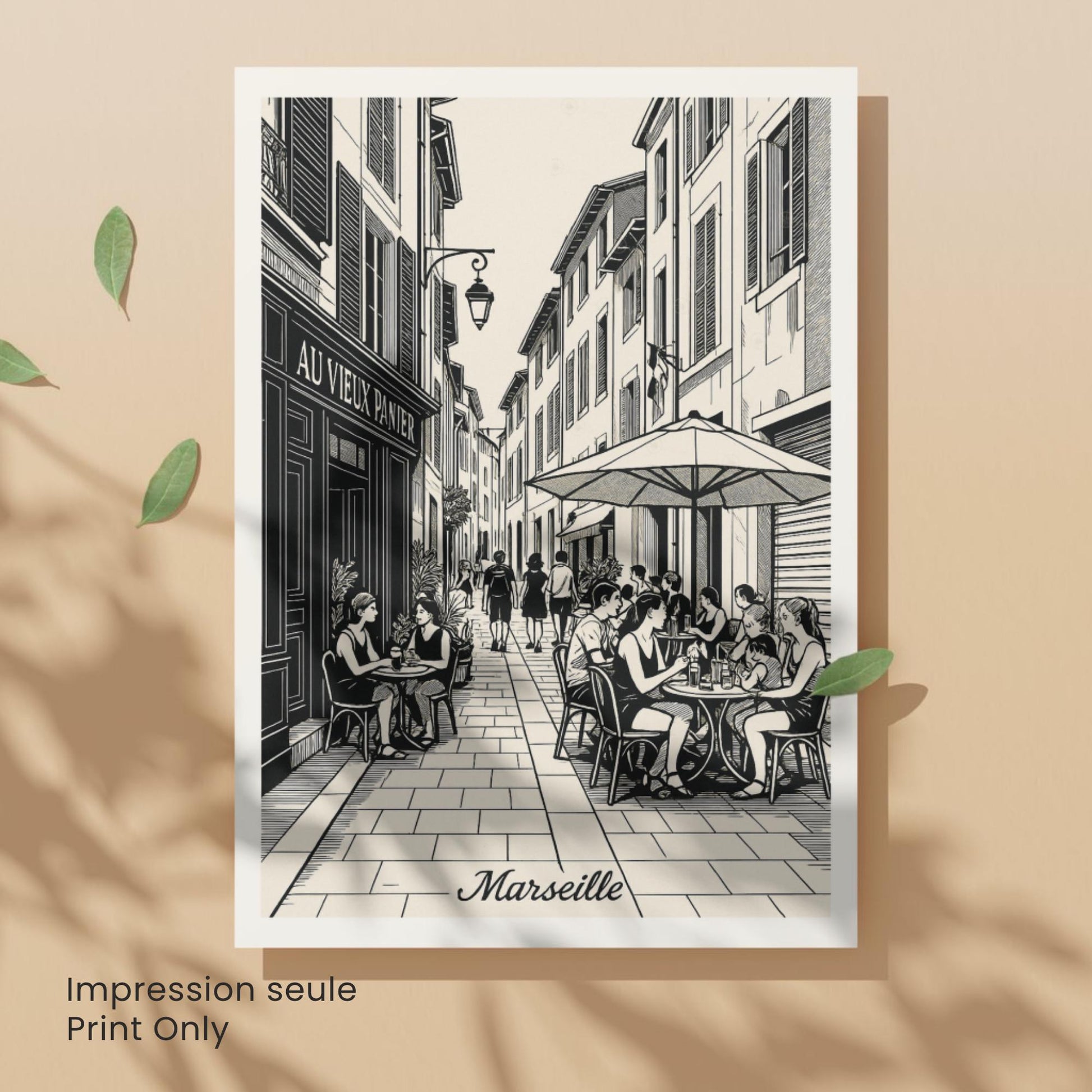 Affiche Marseille – Le Panier, charme et vie de quartier - Affiche vintage Marseille