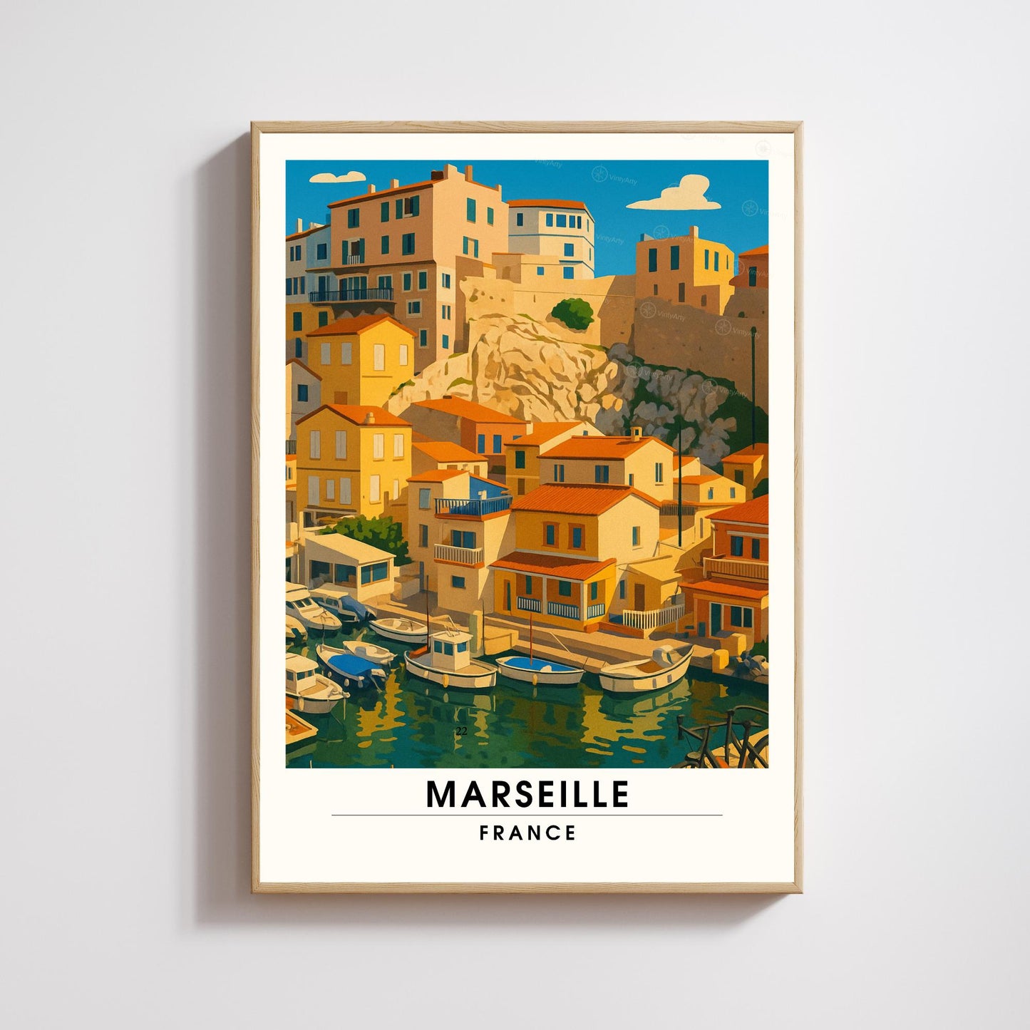 Affiche Marseille – Le Vallon des Auffes, charme du littoral méditerranéen