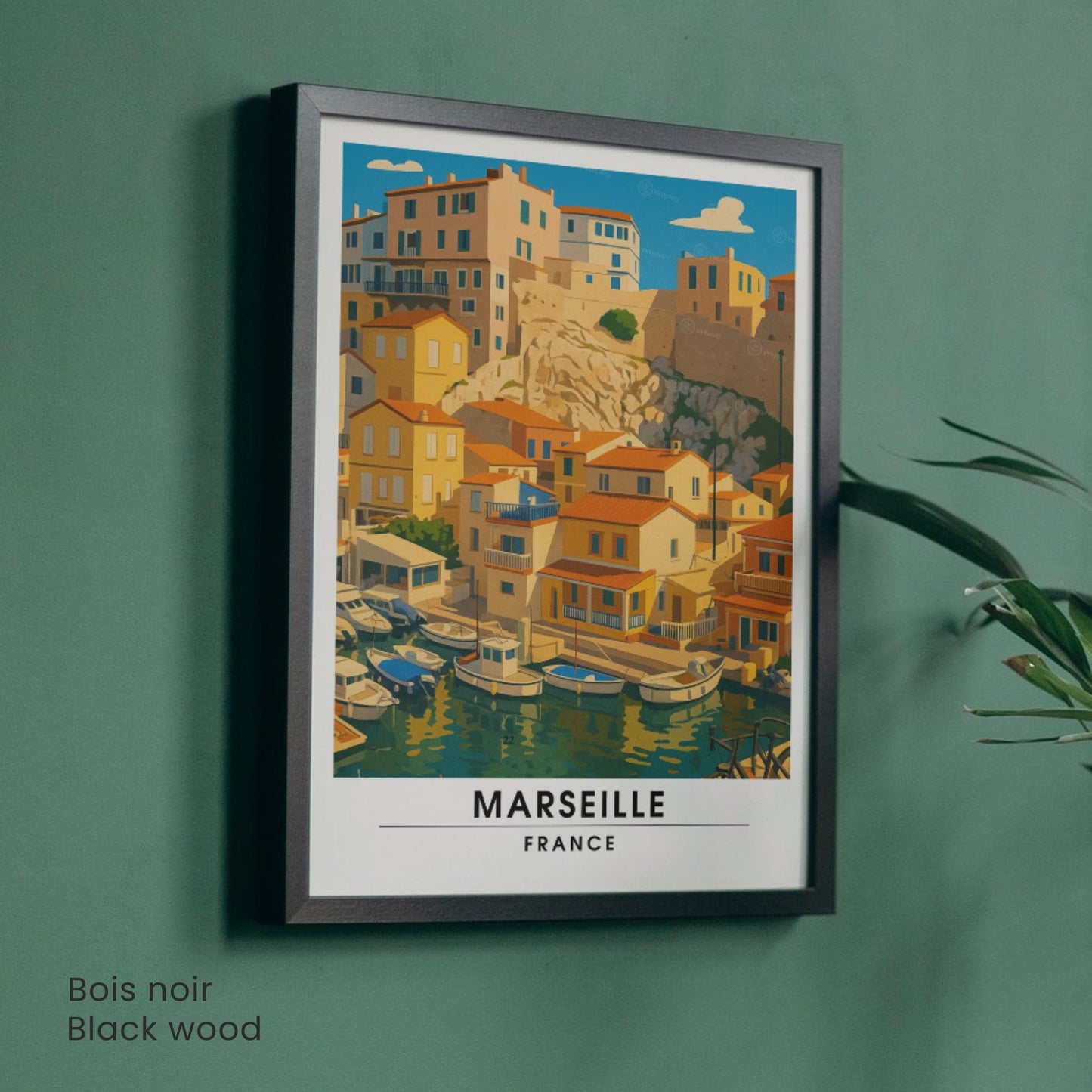 Affiche Marseille – Le Vallon des Auffes, charme du littoral méditerranéen