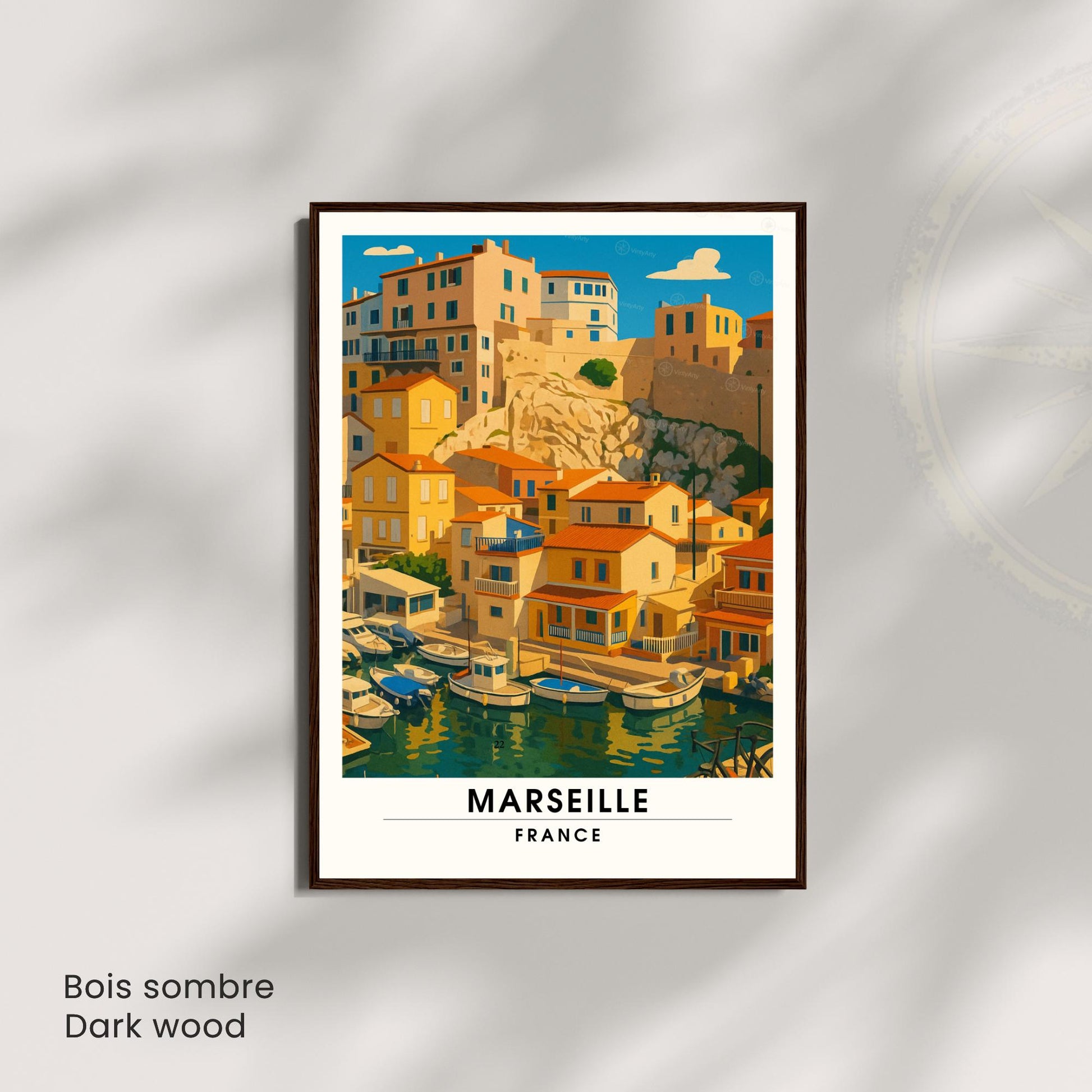 Affiche Marseille – Le Vallon des Auffes, charme du littoral méditerranéen