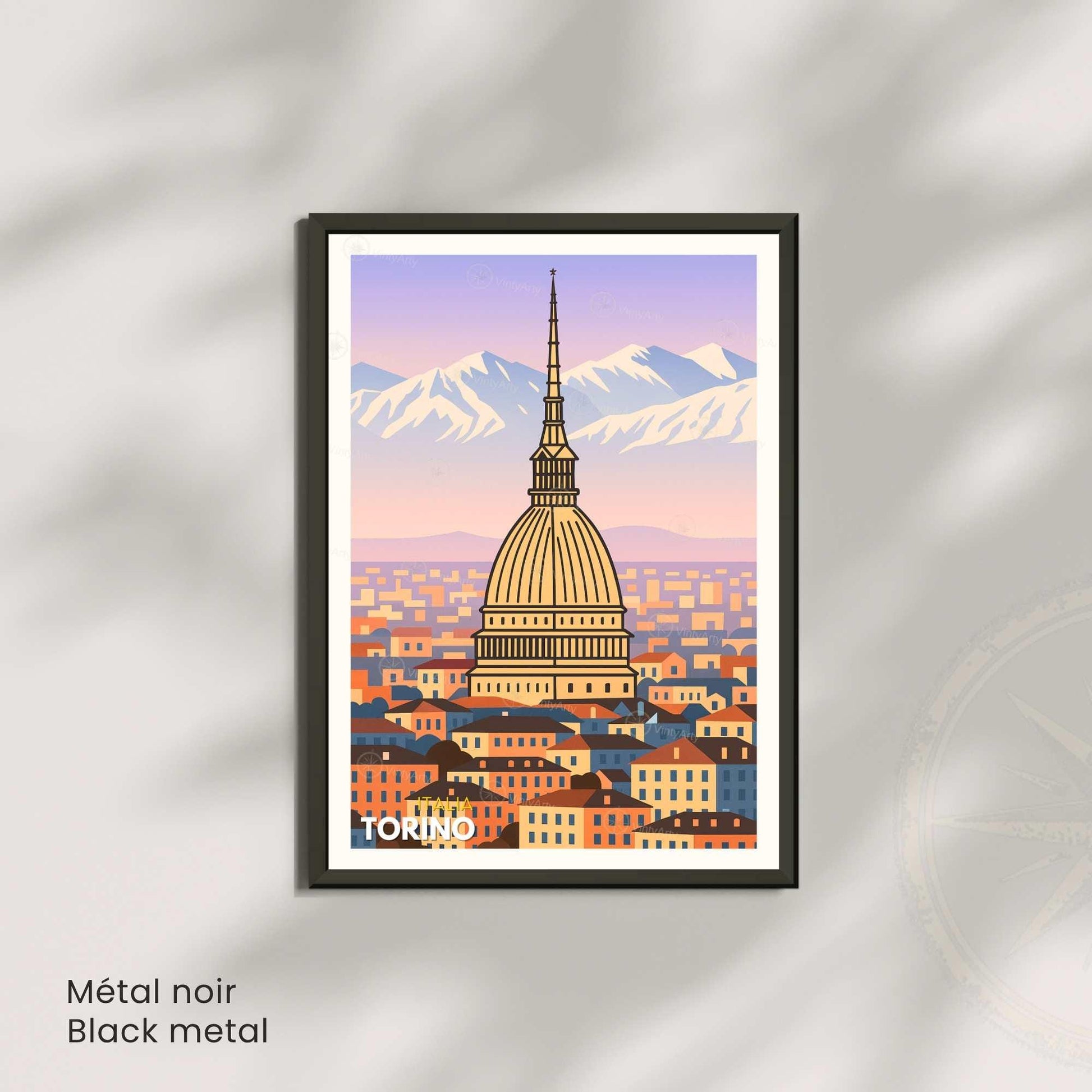 Affiche de voyage Turin – Mole Antonelliana et Alpes