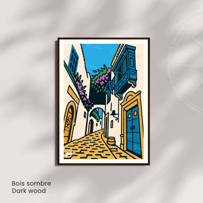 Affiche Tunisie – Ruelle aux Portes Bleues