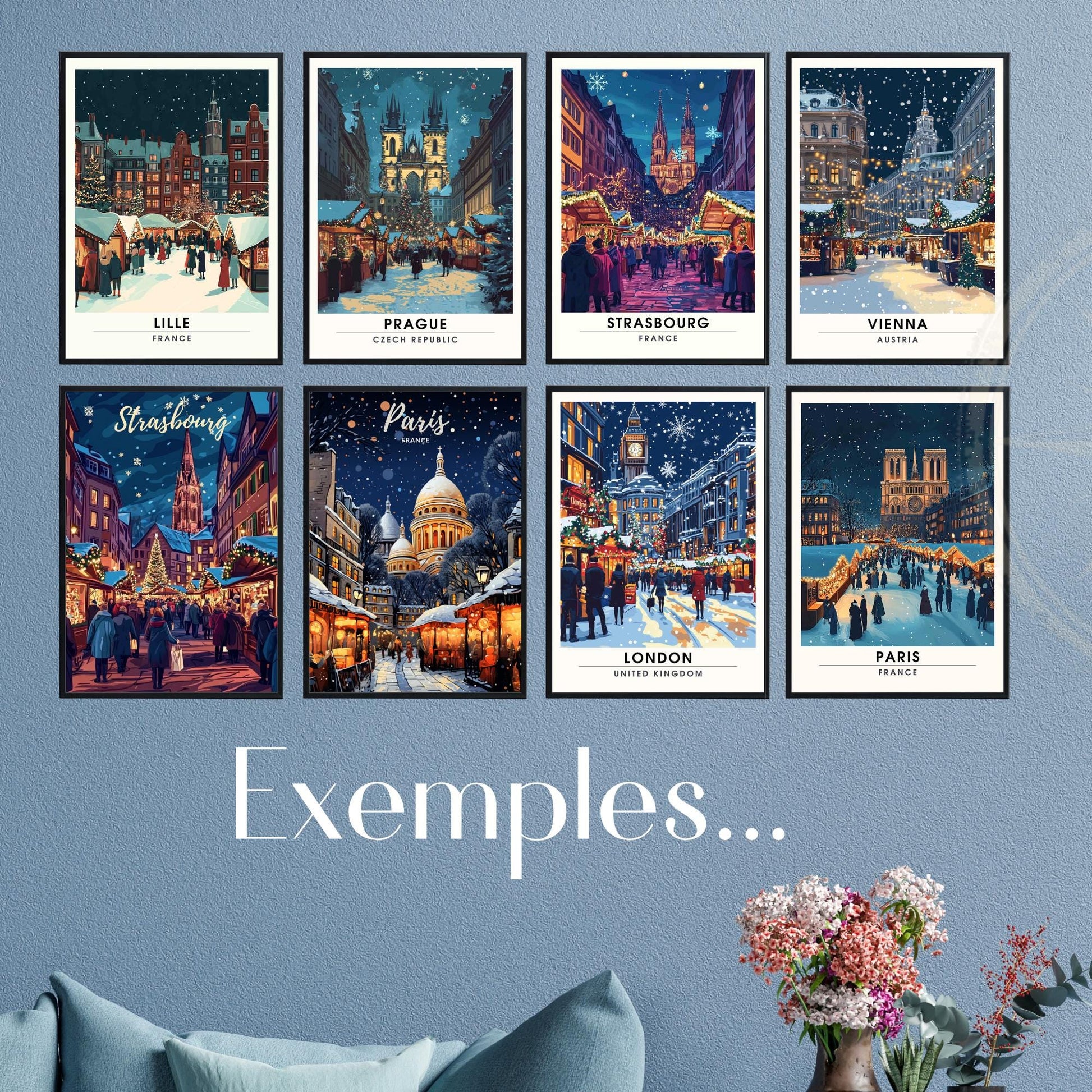 Affiche Noël personnalisée – Choisir votre ville, texte et langue - Décoration Noël