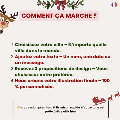 Toile personnalisée – Illustration de votre ville | Cadeau unique & décoration premium