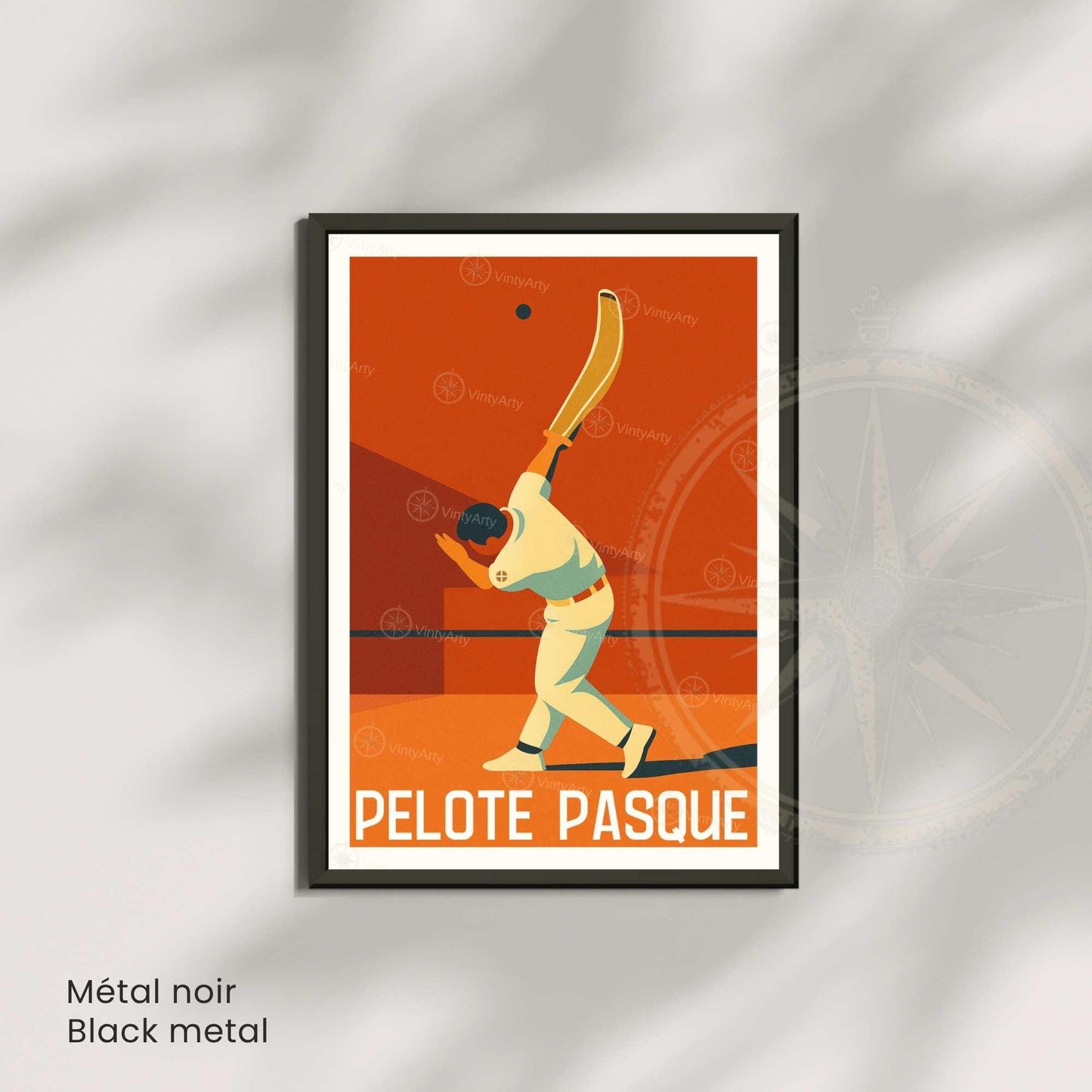 Affiche Pelote Basque – Illustration Sportive Vintage Moderne