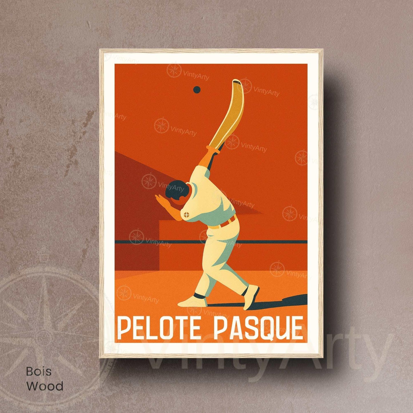 Affiche Pelote Basque – Illustration Sportive Vintage Moderne