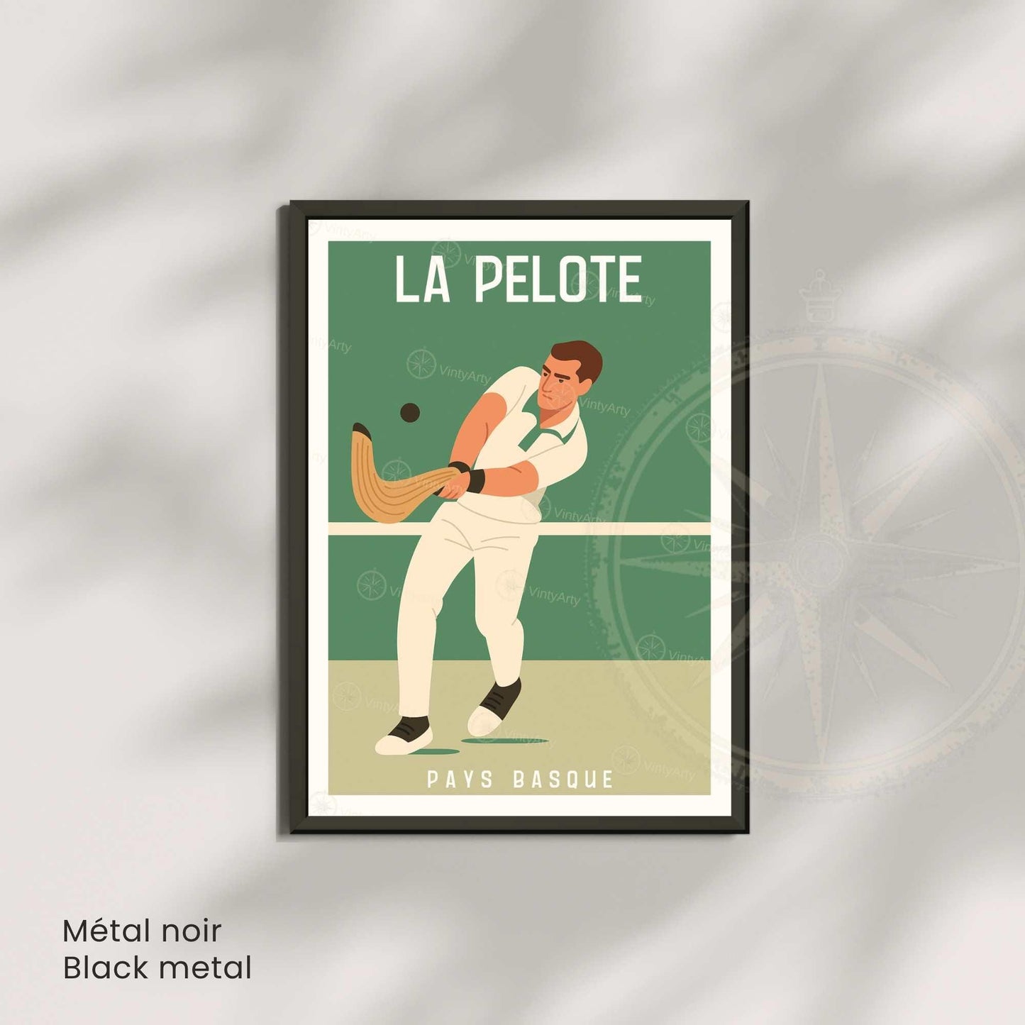 Affiche Pelote Basque – Illustration Sportive Vintage Pays Basque - Souvenir pays basque