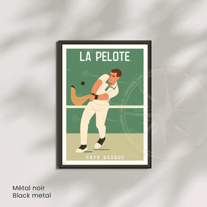 Affiche Pelote Basque – Illustration Sportive Vintage Pays Basque - Souvenir pays basque