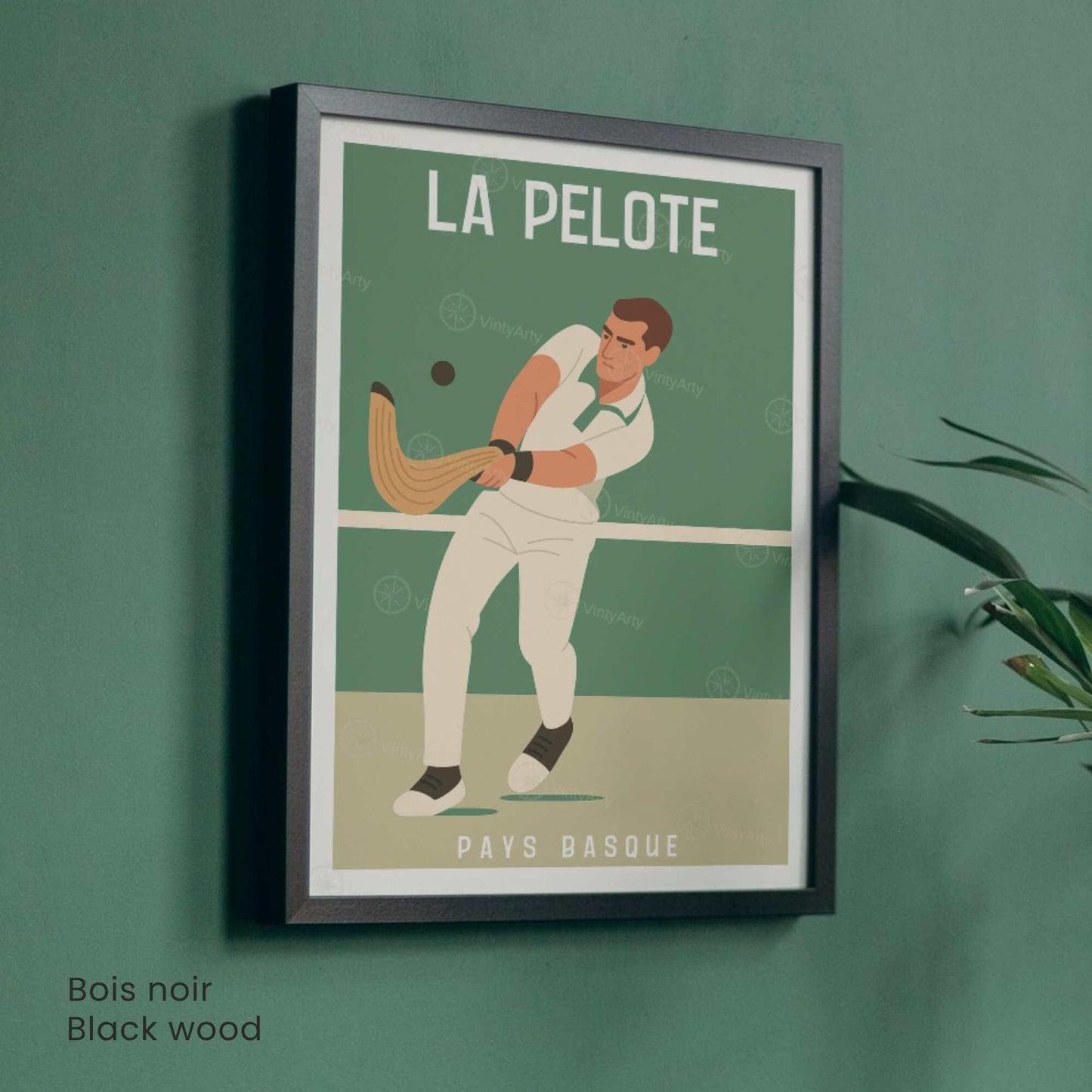 Affiche Pelote Basque – Illustration Sportive Vintage Pays Basque - Souvenir pays basque