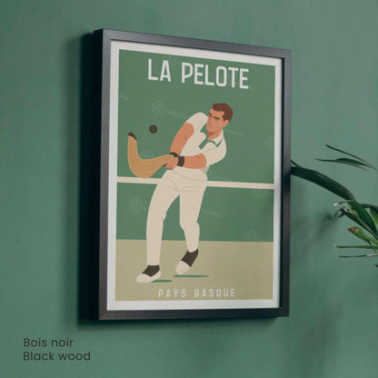 Affiche Pelote Basque – Illustration Sportive Vintage Pays Basque - Souvenir pays basque