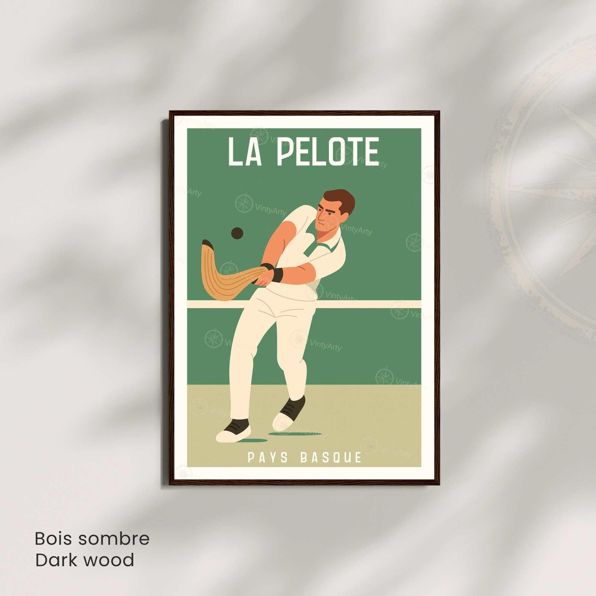 Affiche Pelote Basque – Illustration Sportive Vintage Pays Basque - Souvenir pays basque