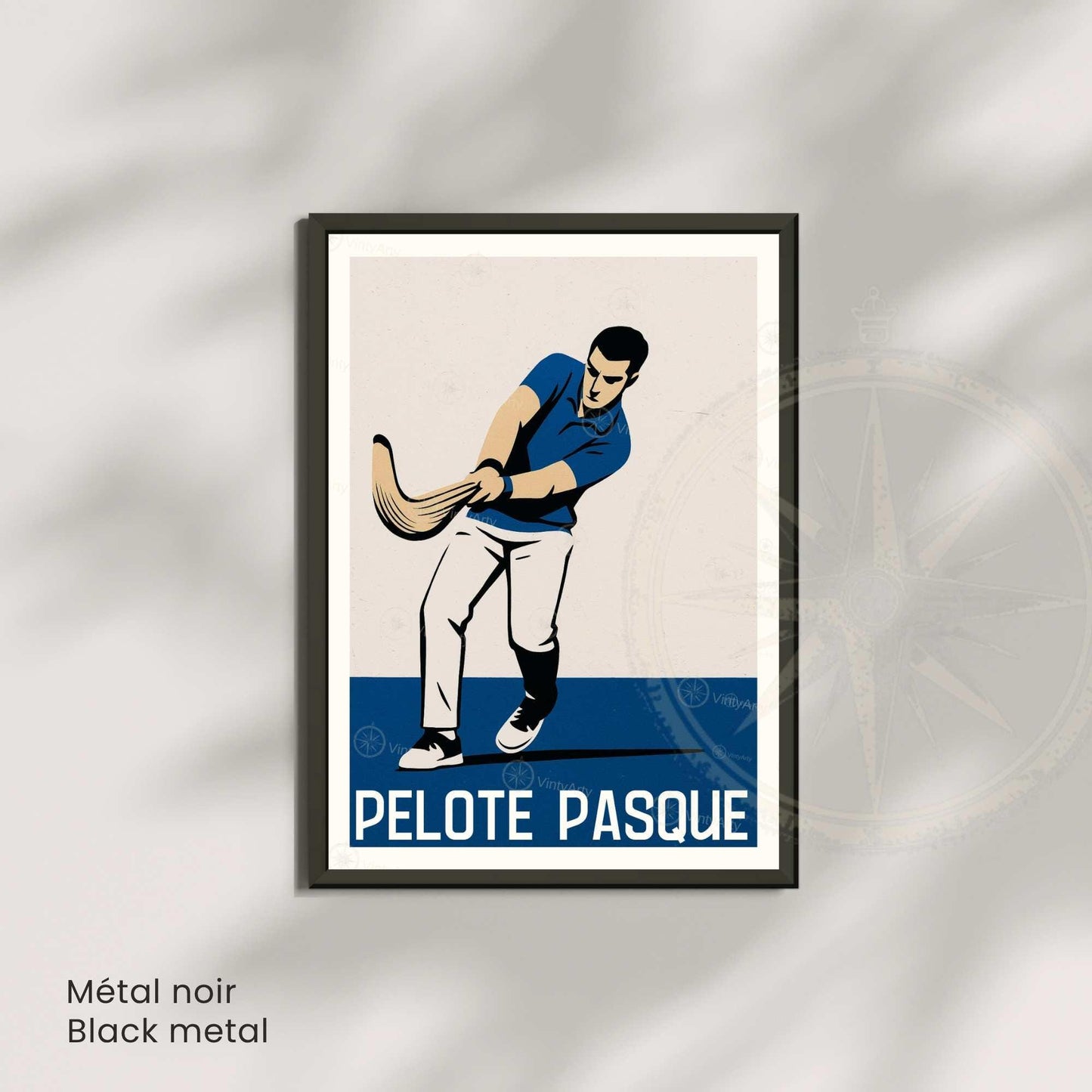 Affiche Pelote Basque – Illustration Sportive Vintage Moderne - Souvenir pays basque