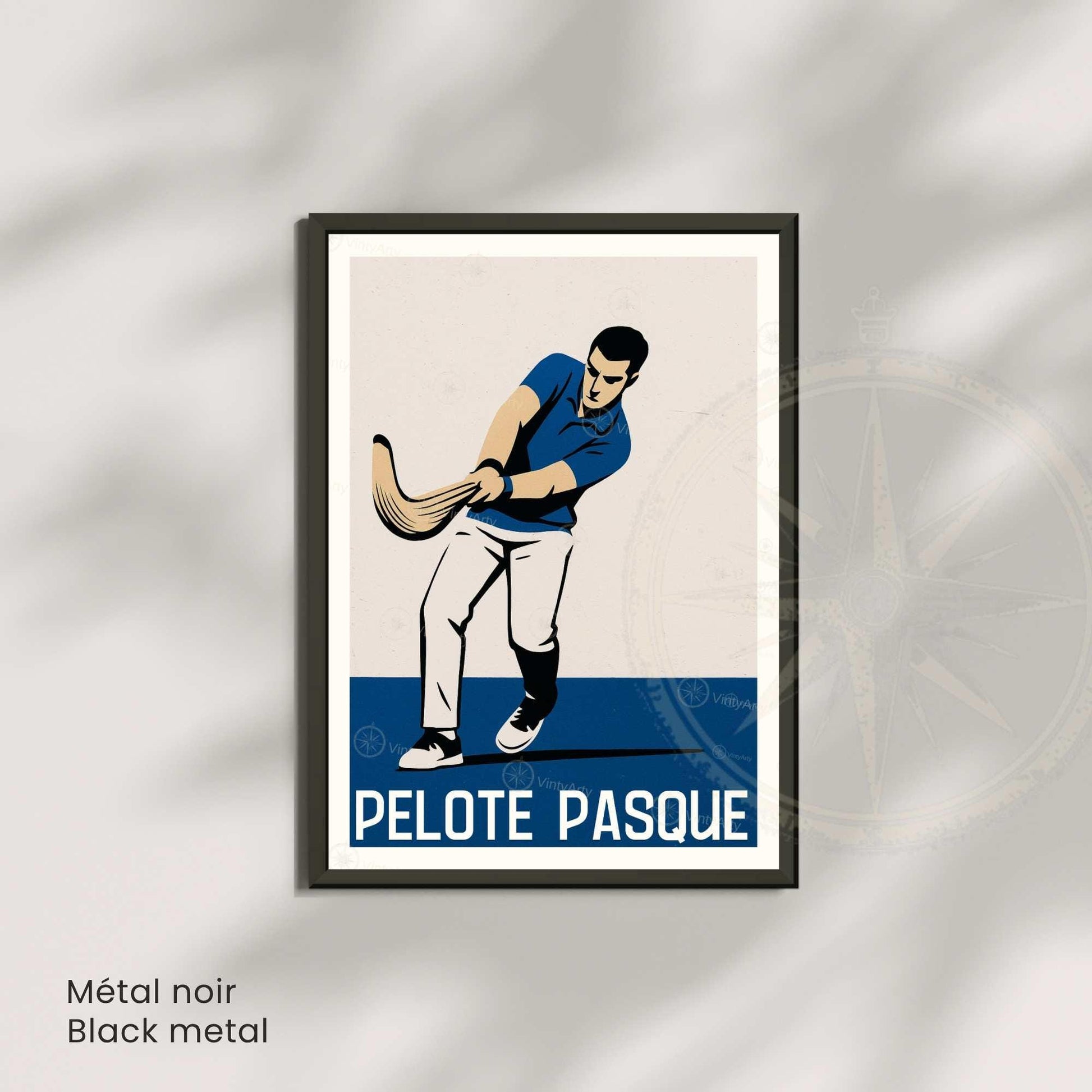 Affiche Pelote Basque – Illustration Sportive Vintage Moderne - Souvenir pays basque