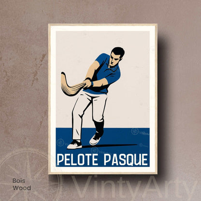 Affiche Pelote Basque – Illustration Sportive Vintage Moderne - Souvenir pays basque