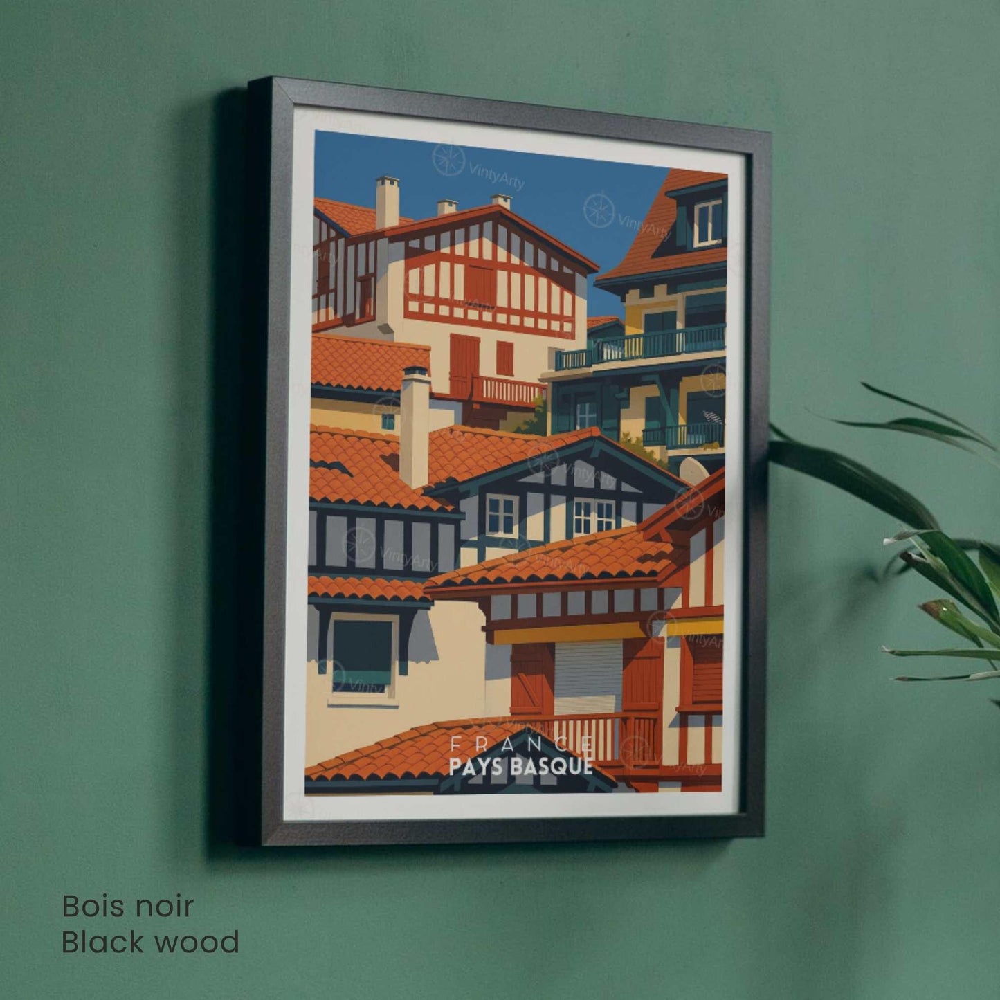 Affiche Pays Basque – Maisons Traditionnelles - affiche de voyage pays basque