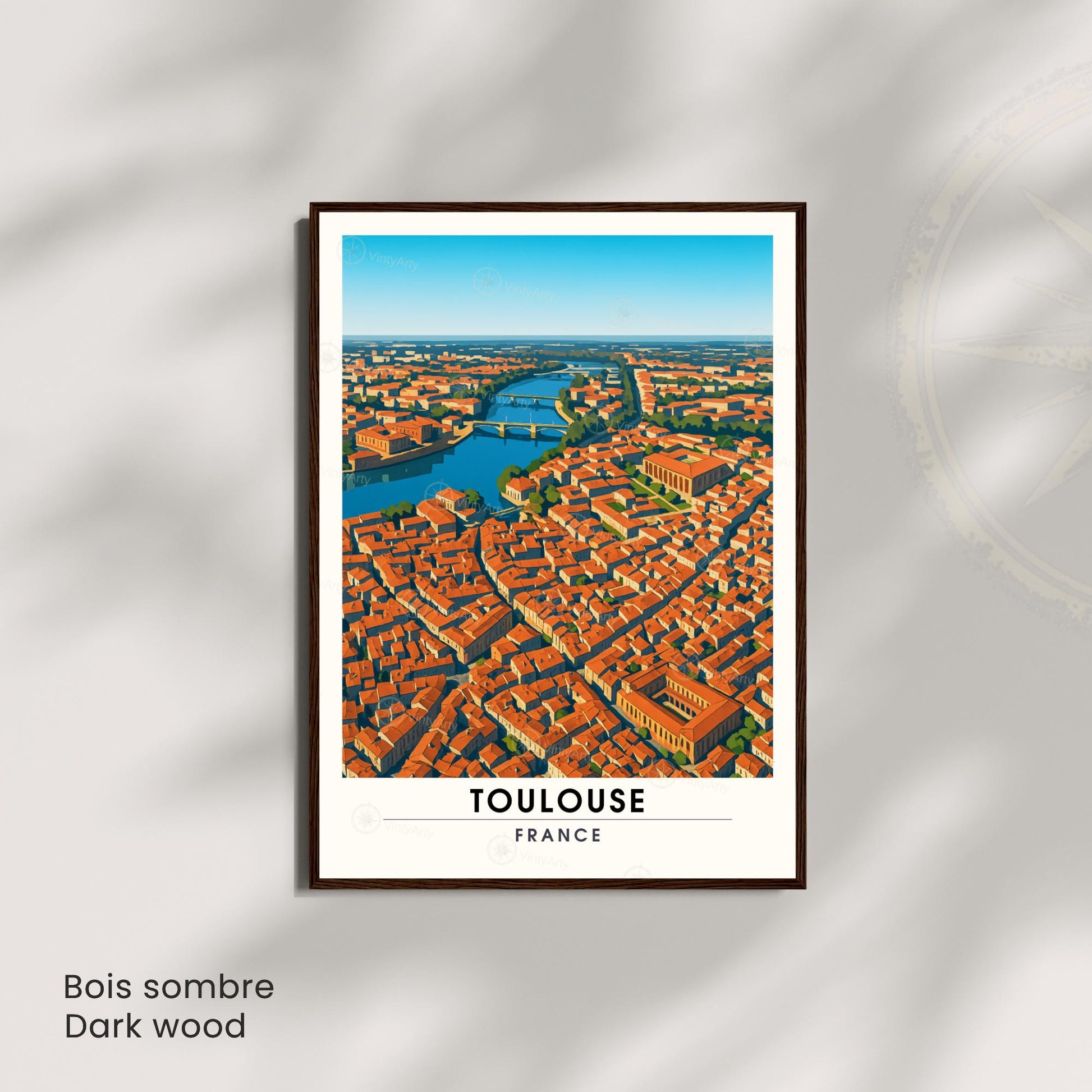 Affiche Toulouse Vue Aérienne – Entre ciel et briques rosées - Affiche La Garonne