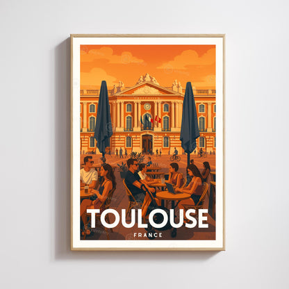Affiche Toulouse Place du Capitole – L’art de vivre sous le soleil du Sud