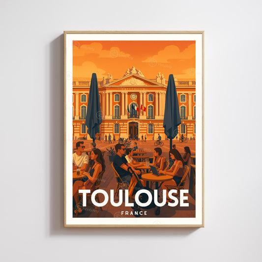 Affiche Toulouse Place du Capitole – L’art de vivre sous le soleil du Sud