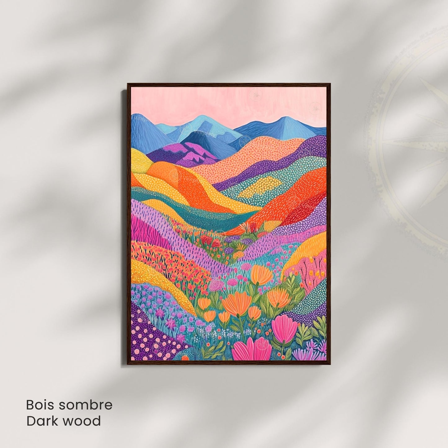 Affiche Abstraite Fleurie – Collines Colorées et Champs de Fleurs pour une Décoration Moderne